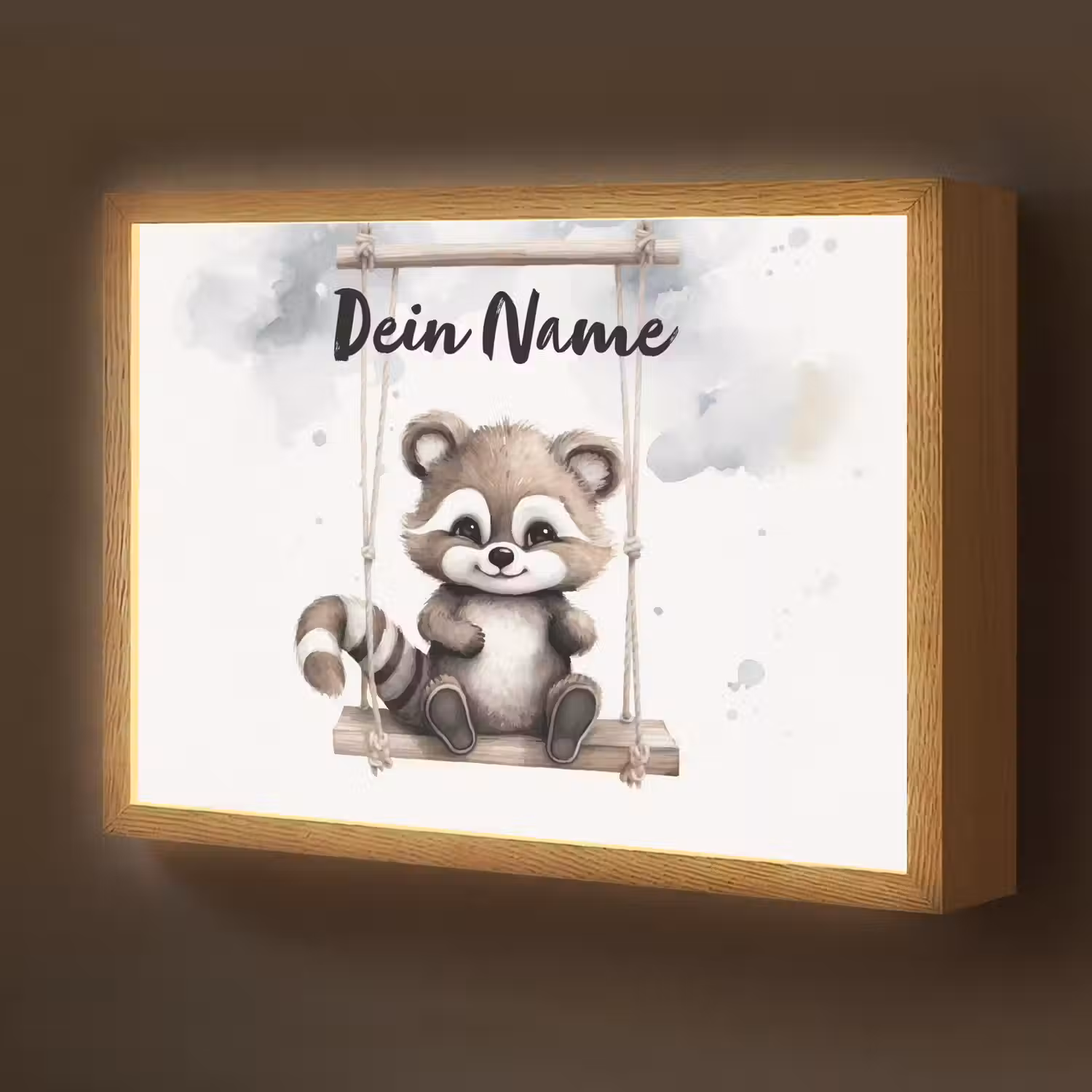 Wasbeer - Dier - Kinderen Light Box met batterij (Wandlamp kind) middel -z3d_website