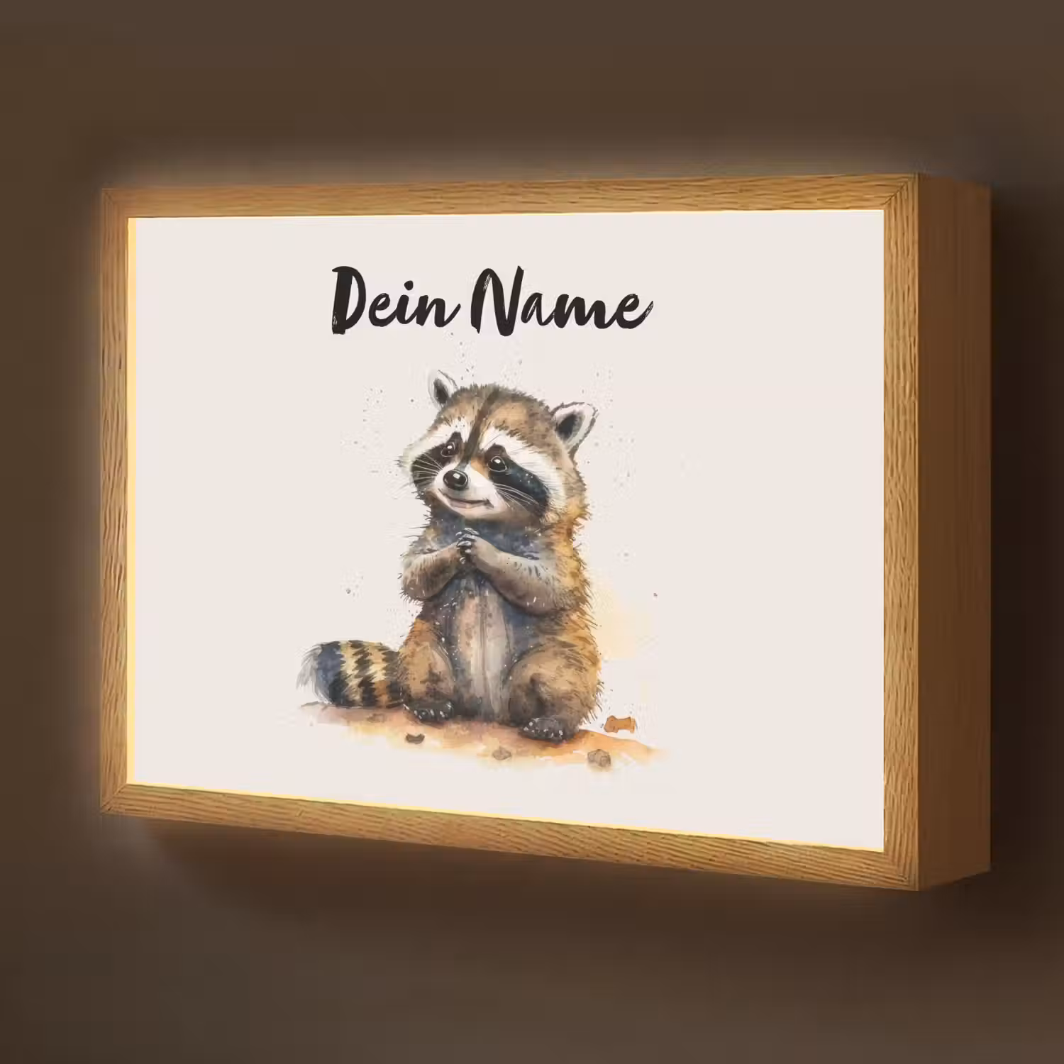 Wasbeer - Waterverf - Kleuren - Dieren - Kids Light Box met batterij (Wandlamp kind) middel -z3d_website