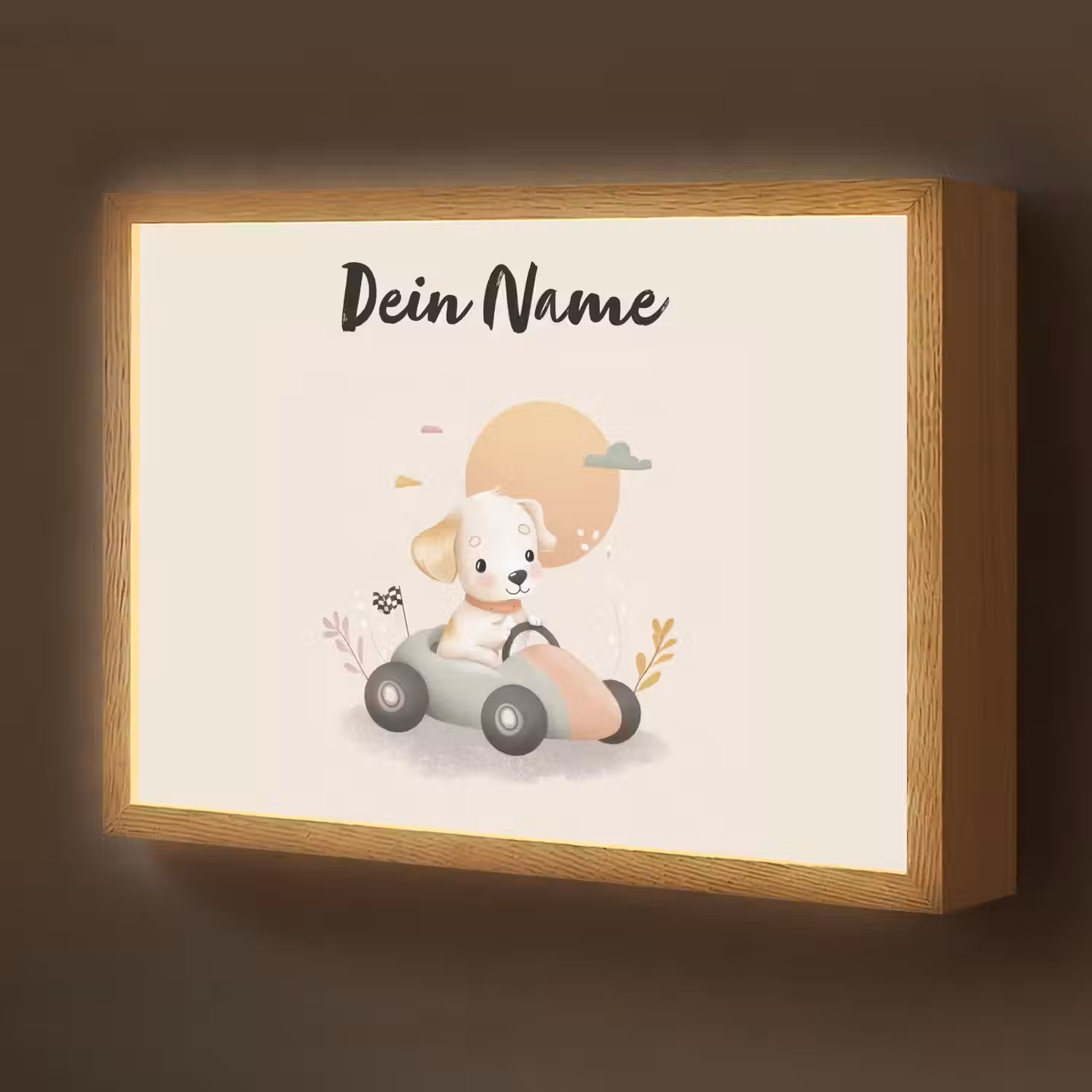 Puppy - Oranje - Raceauto Light Box met batterij (Wandlamp kind) middel -z3d_website