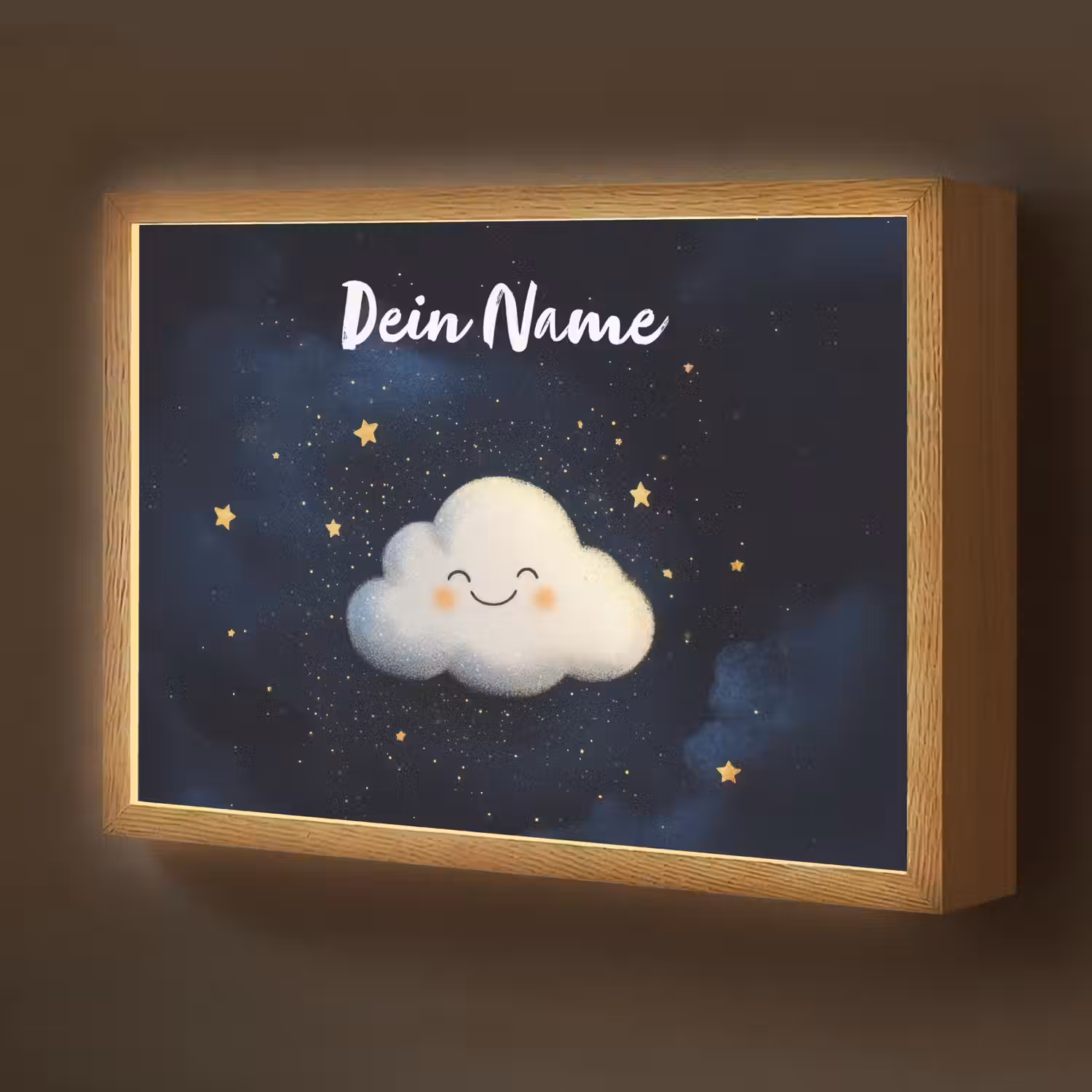 Wolkje - Gezichtje - Sterren - Donkerblauw Light Box met batterij (Wandlamp kind) middel -z3d_website