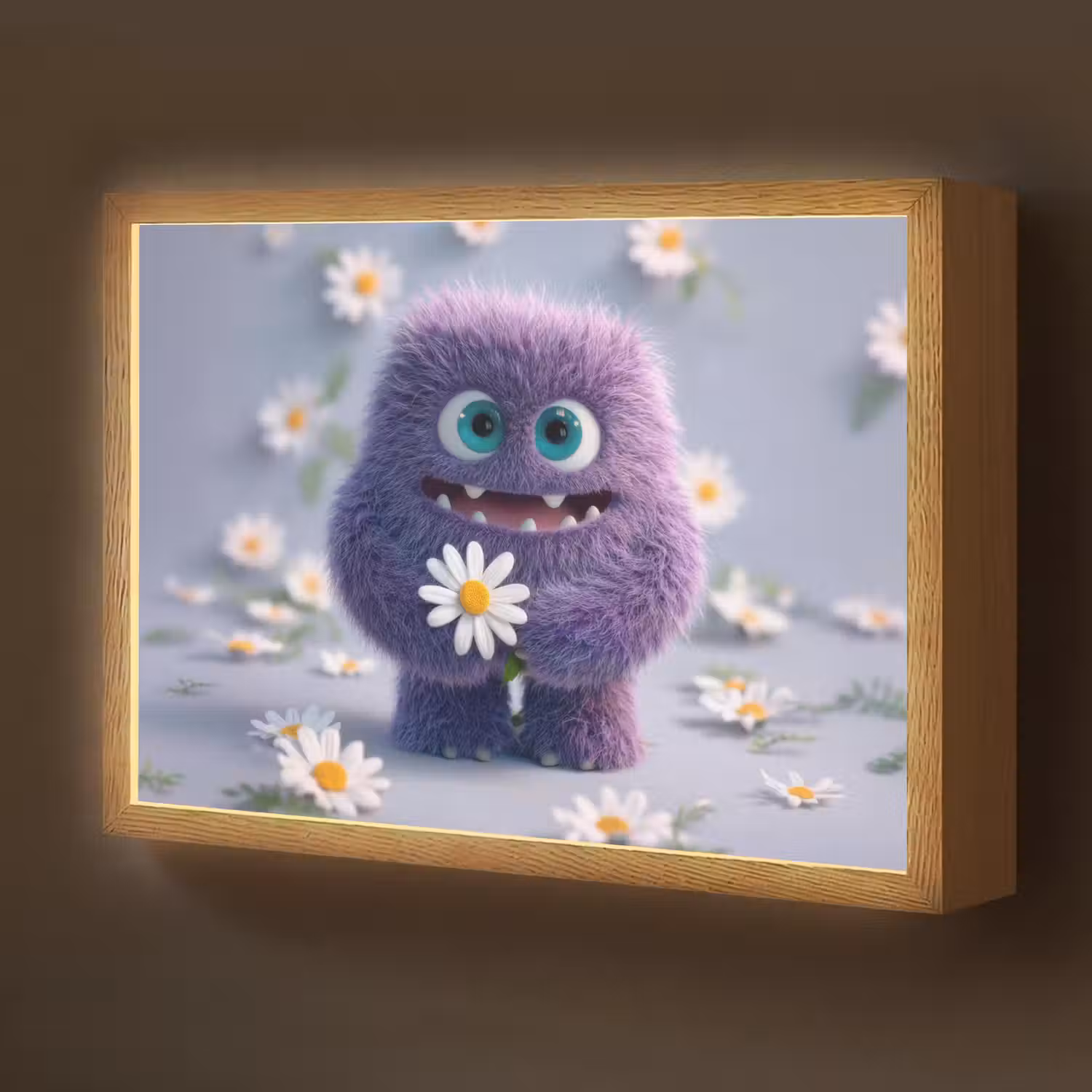 Monster - Paars - Madeliefjes Light Box met batterij (Wandlamp kind) middel -z3d_website