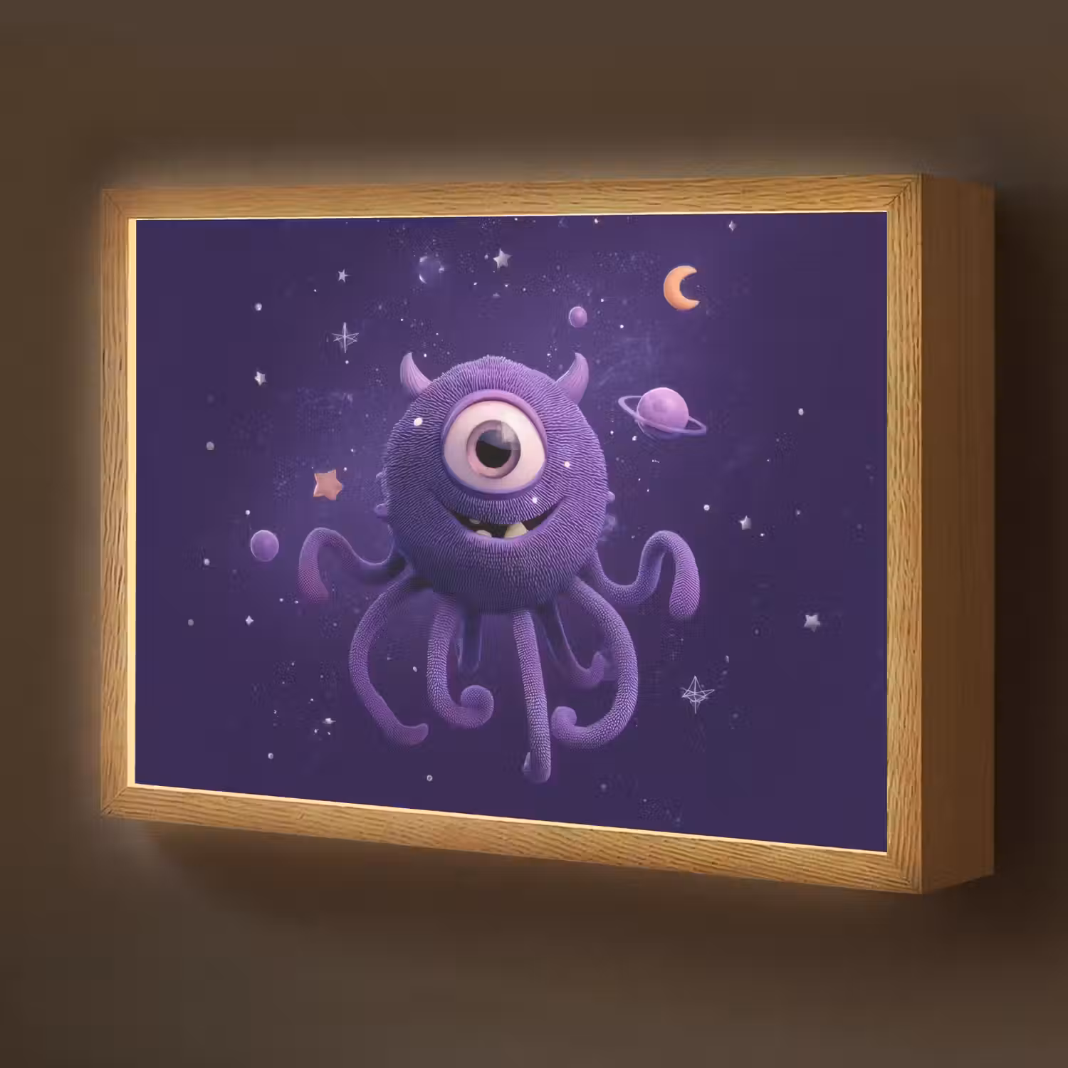 Monster - Paars - Ruimte Light Box met batterij (Wandlamp kind) middel -z3d_website