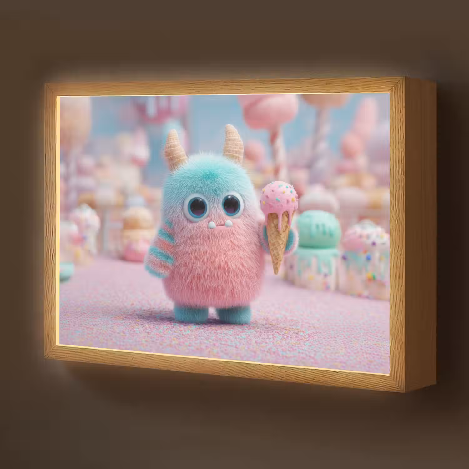 Monster - Pastel - Roze - Snoep Light Box met batterij (Wandlamp kind) middel -z3d_website