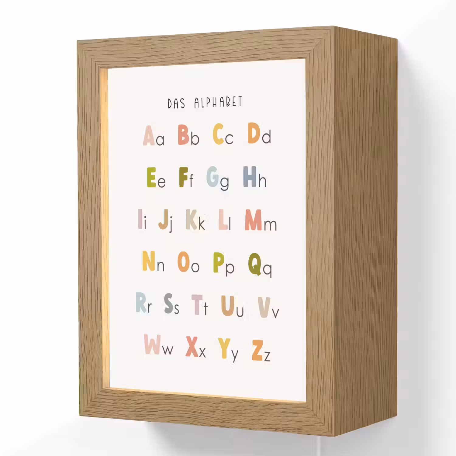 Educatief - Alfabet leren - Kleurrijk - Wit - Letters Light Box met kabel (Wandlamp kind) klein -3d