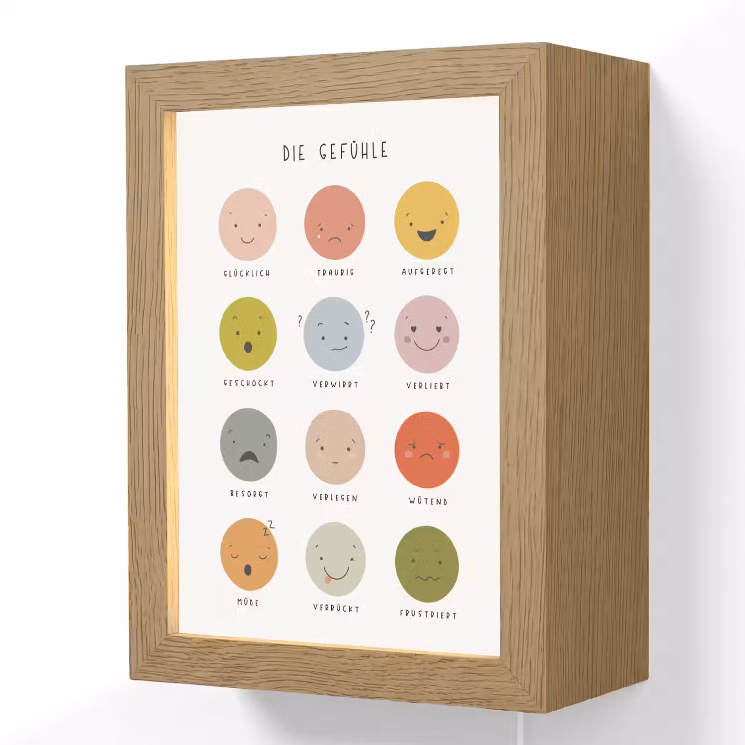 Educatief - Gevoelens leren - Wit - Emoties Light Box met kabel (Wandlamp kind) klein -3d