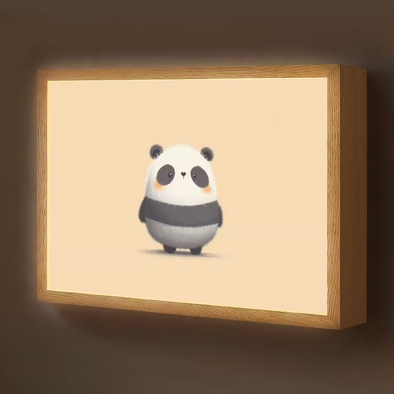 Panda - Beige - Minimalistisch Light Box met batterij (Wandlamp kind) middel -z3d_website