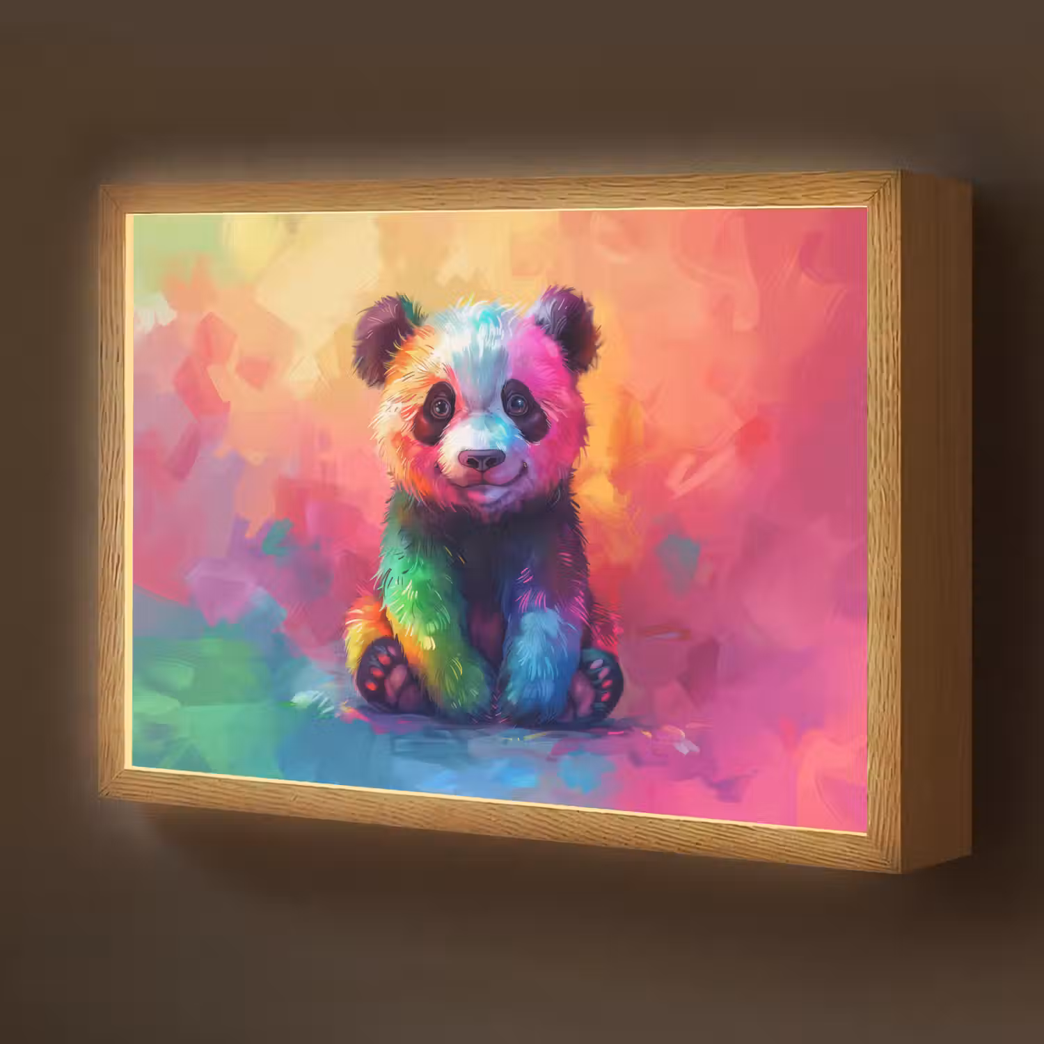 Panda - Dieren - Kleurrijk - Neon Light Box met batterij (Wandlamp kind) middel -z3d_website
