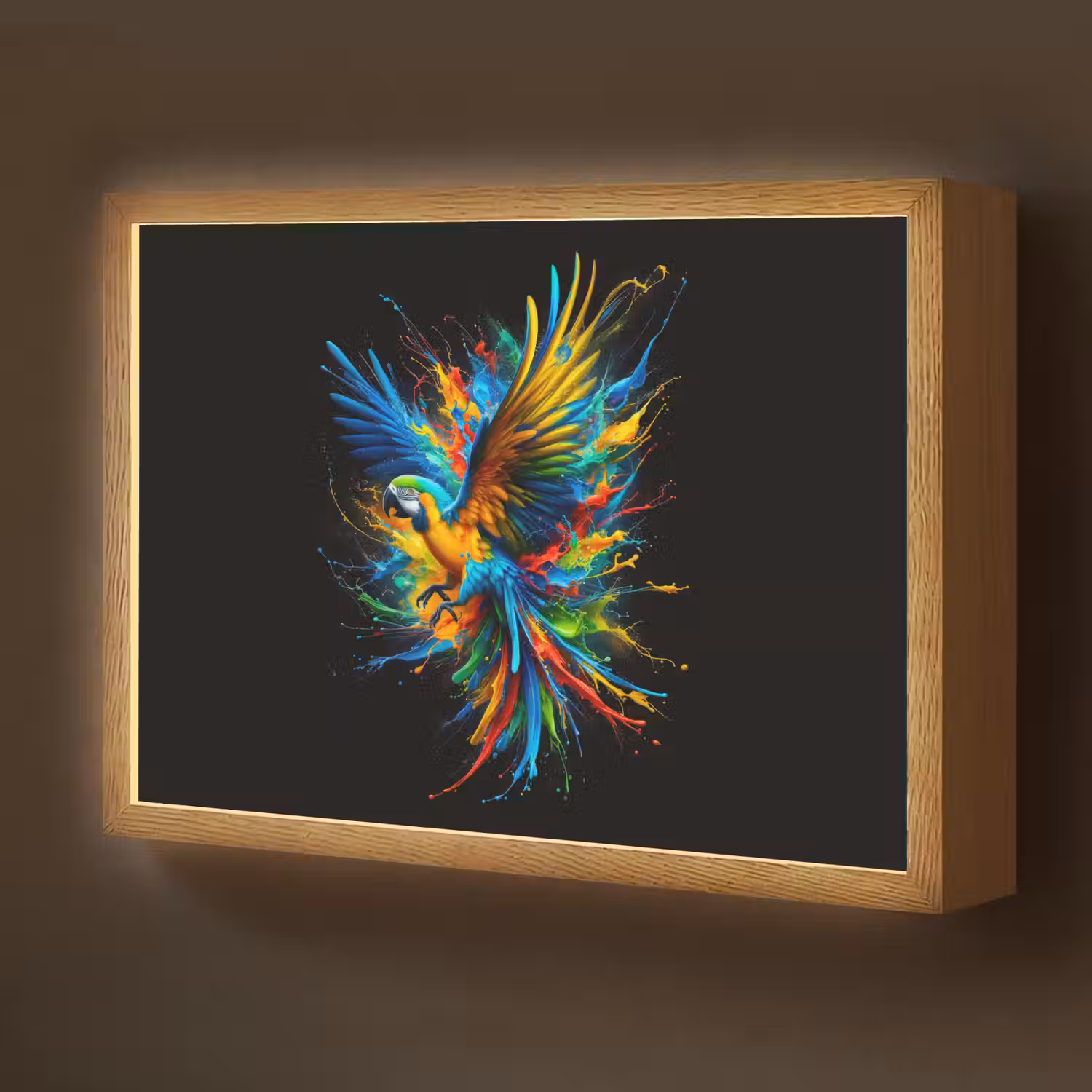 Papegaai - Vogel - Dier - Kleurrijk - Verf Light Box met batterij (Wandlamp kind) middel -z3d_website