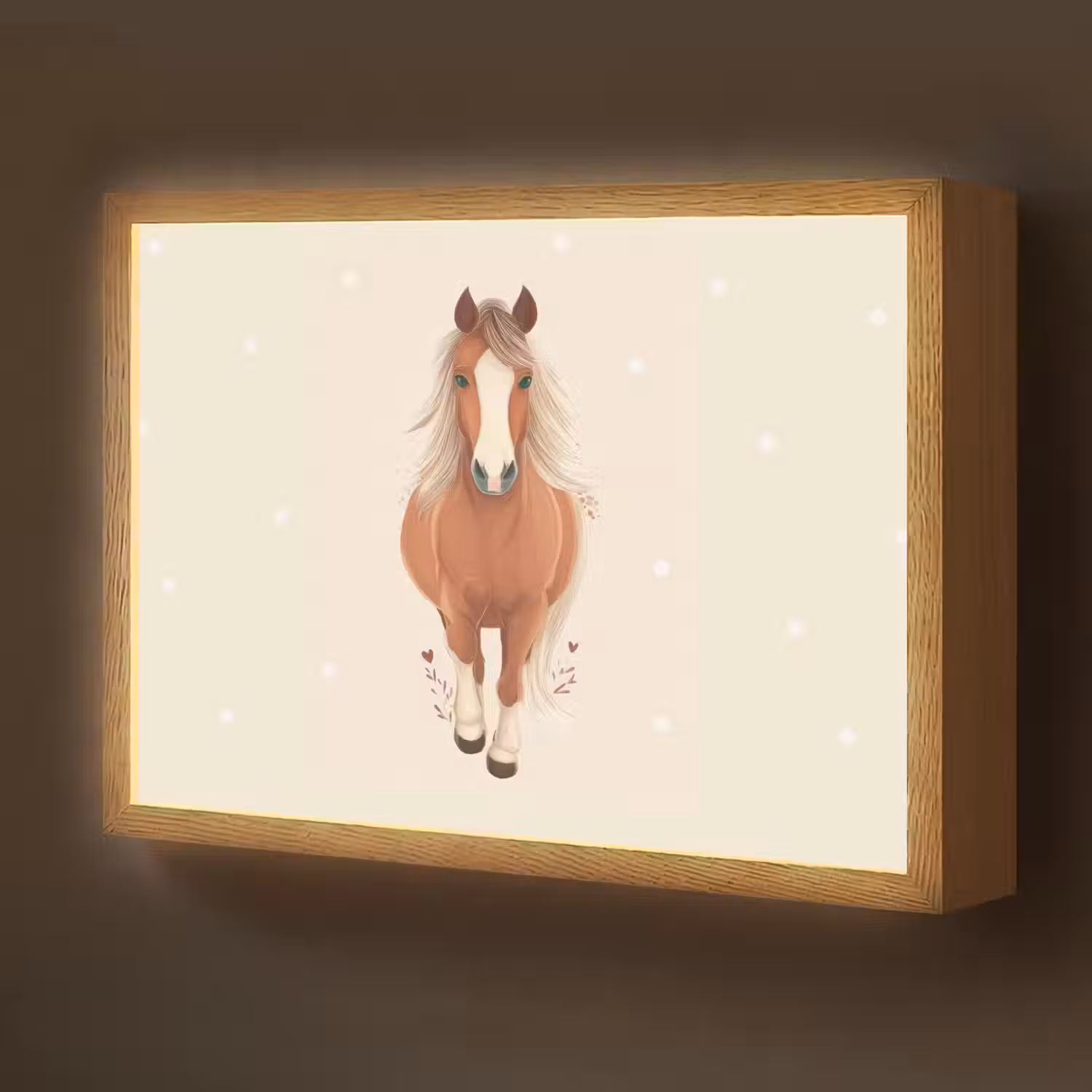Paard - Galop - Bruin - Stippen Light Box met batterij (Wandlamp kind) middel -z3d_website