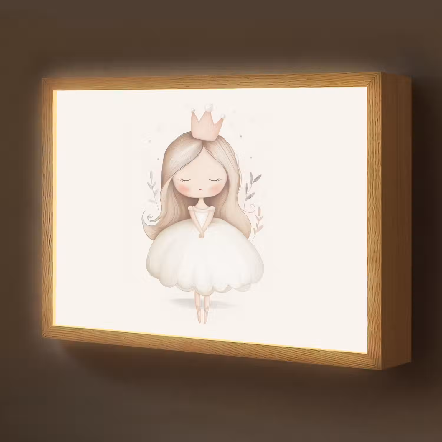Prinses - Jurk - Kroon - Pastel Light Box met batterij (Wandlamp kind) middel -z3d_website