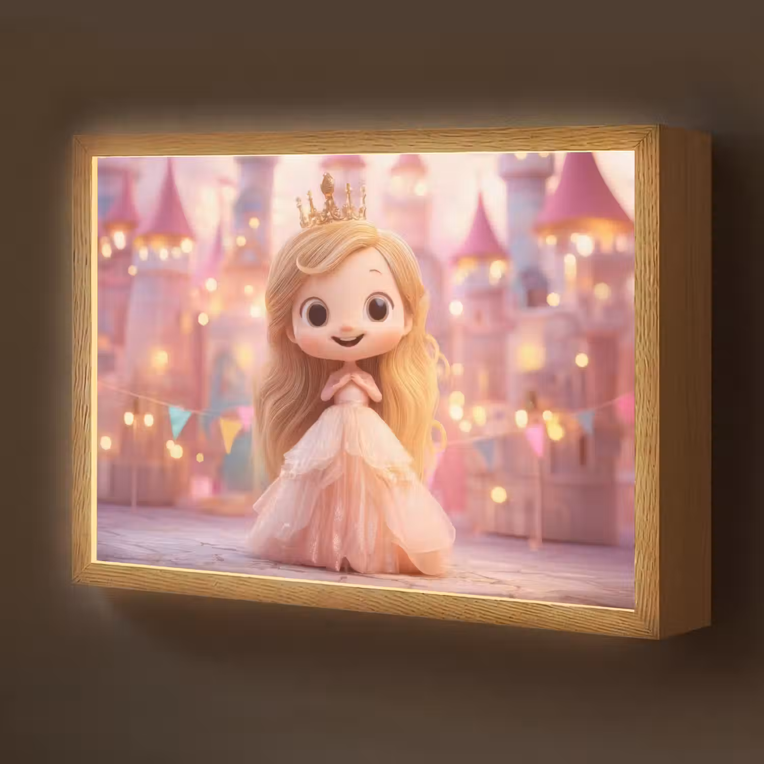 Prinses - Roze - Kasteel Light Box met batterij (Wandlamp kind) middel -z3d_website