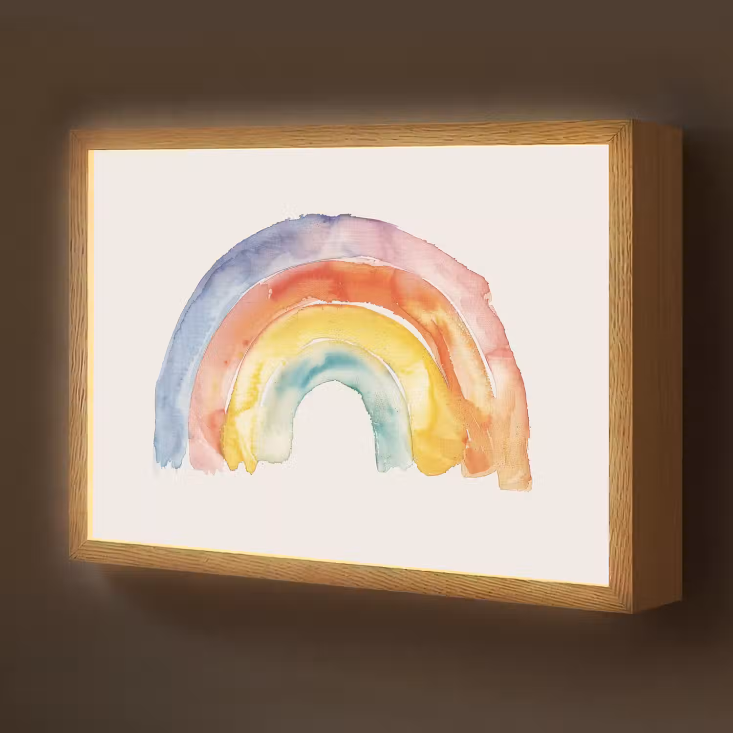 Regenboog - Watercolor - Kleurrijk Light Box met batterij (Wandlamp kind) middel -z3d_website