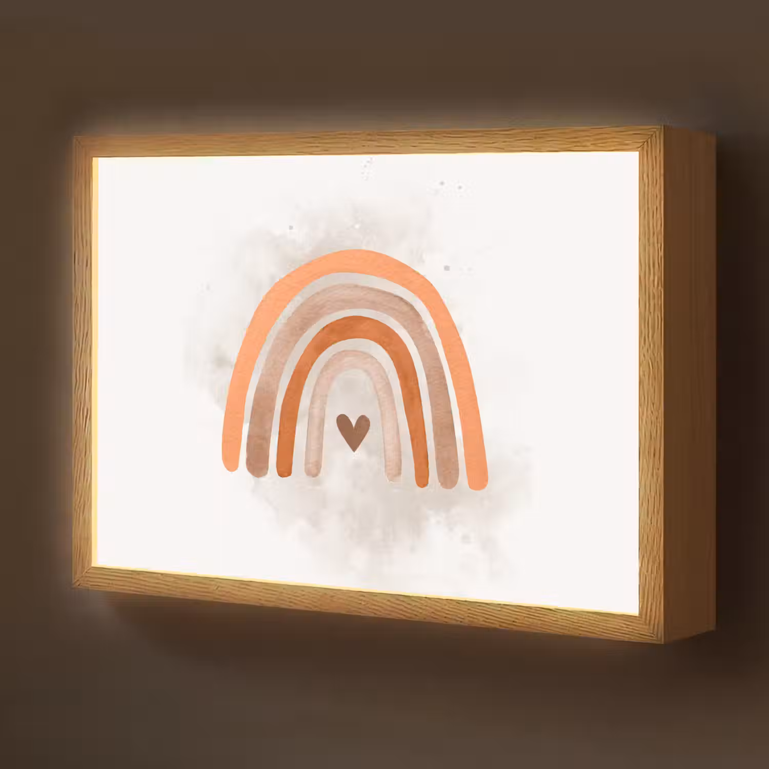 Regenboog - Roze - Pastel kleuren - Hartje Light Box met batterij (Wandlamp kind) middel -z3d_website