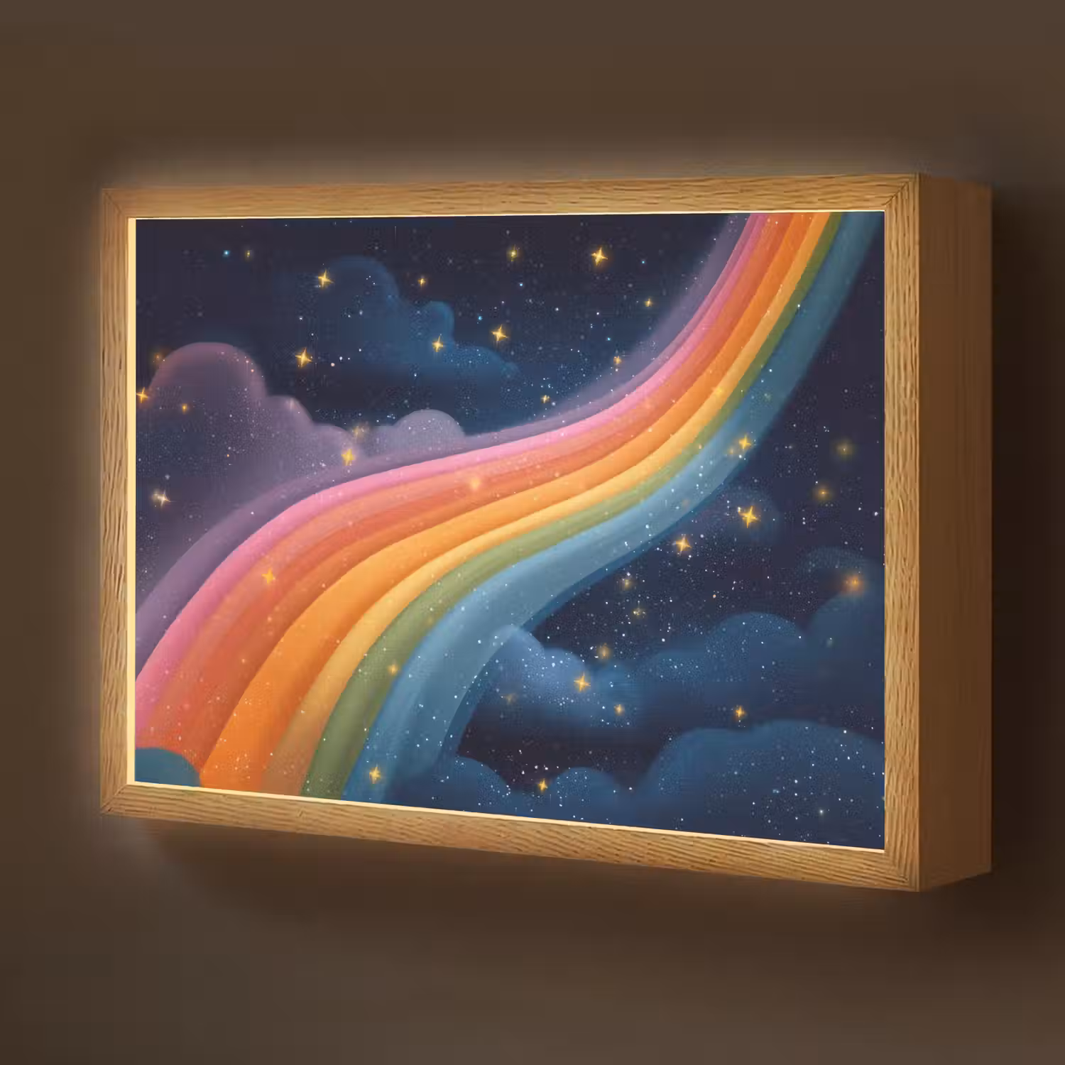 Regenboog - Sterrenhemel - Kleurrijk Light Box met batterij (Wandlamp kind) middel -z3d_website