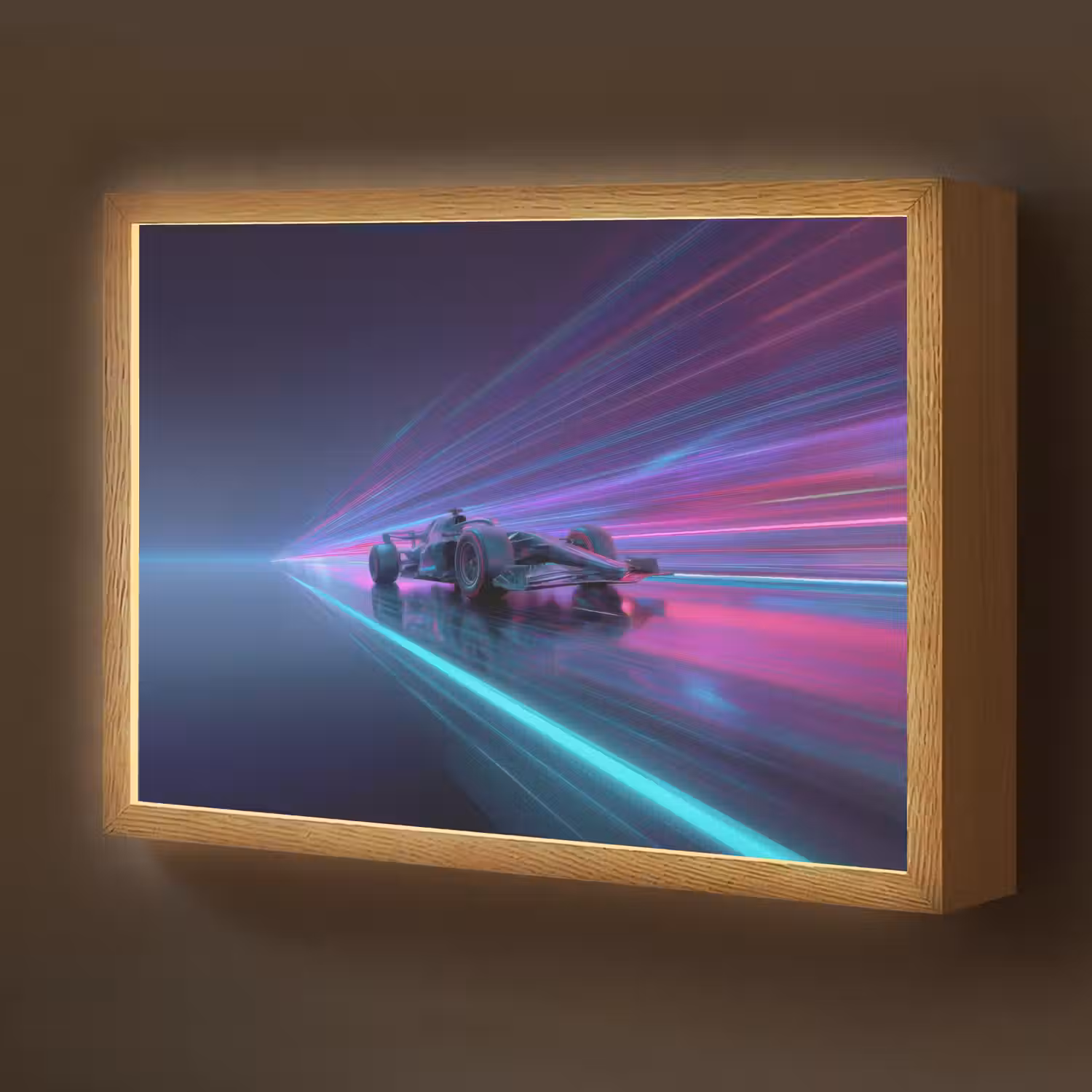 Racewagen - Neon - Snelheid - Paars Light Box met batterij (Wandlamp kind) middel -z3d_website