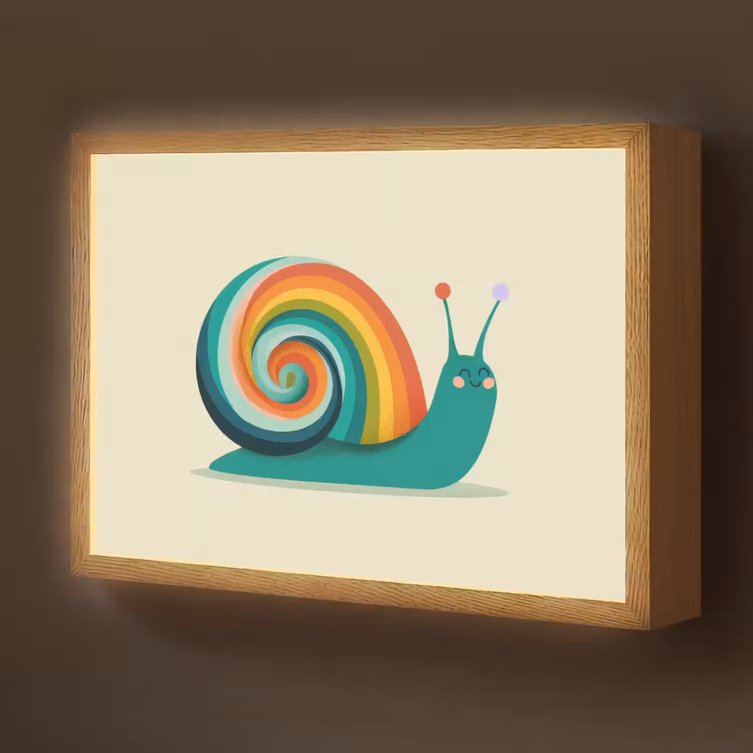 Slak - Regenboogschild - Groen Light Box met batterij (Wandlamp kind) middel -z3d_website