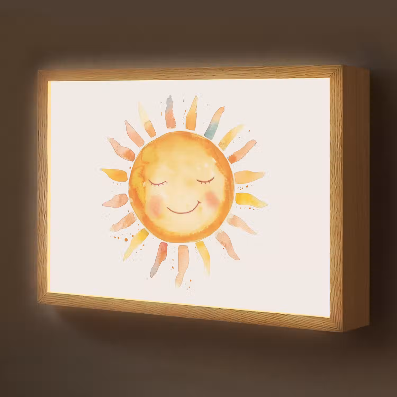Zon - Watercolor - Geel Light Box met batterij (Wandlamp kind) middel -z3d_website