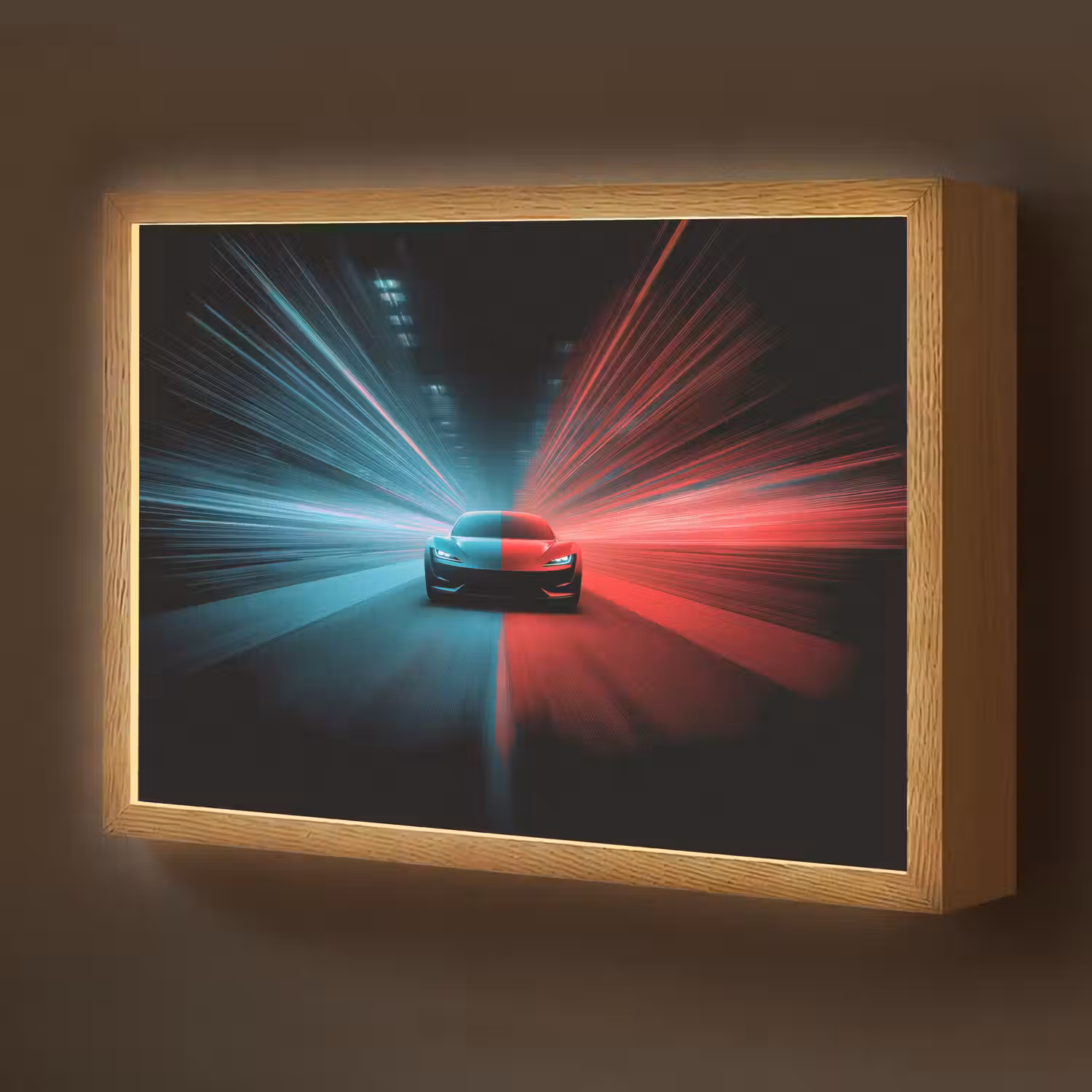 Sportwagen - Rood - Blauw - Snelheid Light Box met batterij (Wandlamp kind) middel -z3d_website