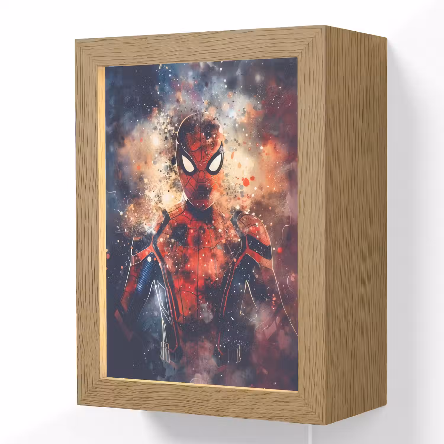 Superheld - Jongens - Rook - Kleuren Light Box met kabel (Wandlamp kind) klein -3d