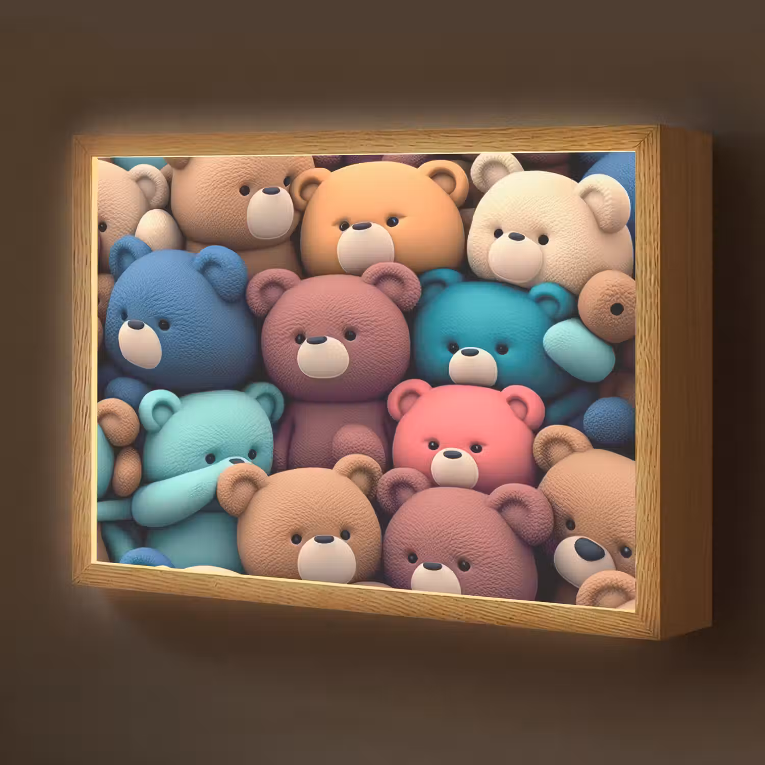 Knuffelbeer - Knuffel - Roze - Blauw - Bruin - Kind Light Box met batterij (Wandlamp kind) middel -z3d_website