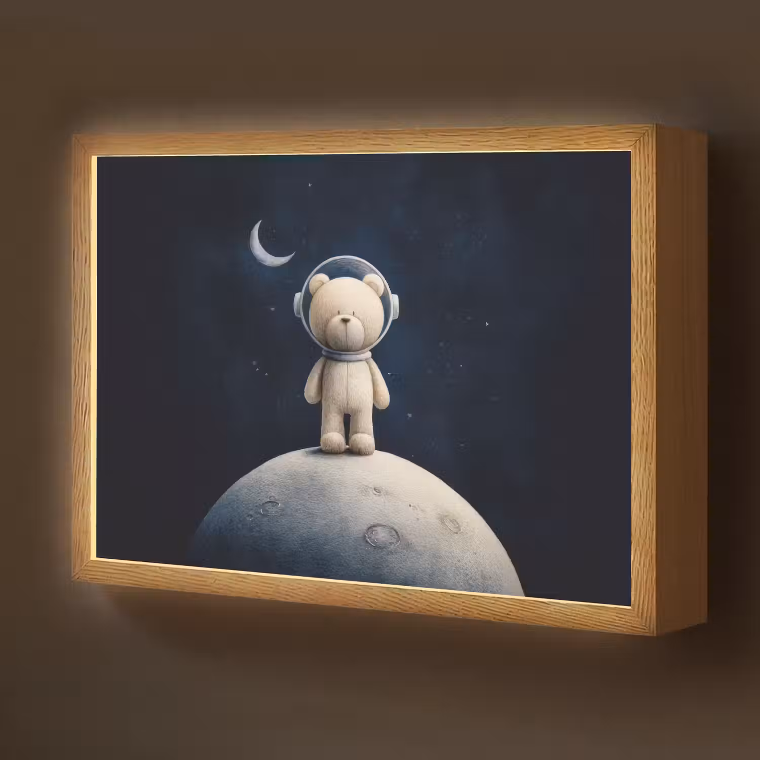 Teddybeer - Ruimtehelm - Maan - Sterren Light Box met batterij (Wandlamp kind) middel -z3d_website