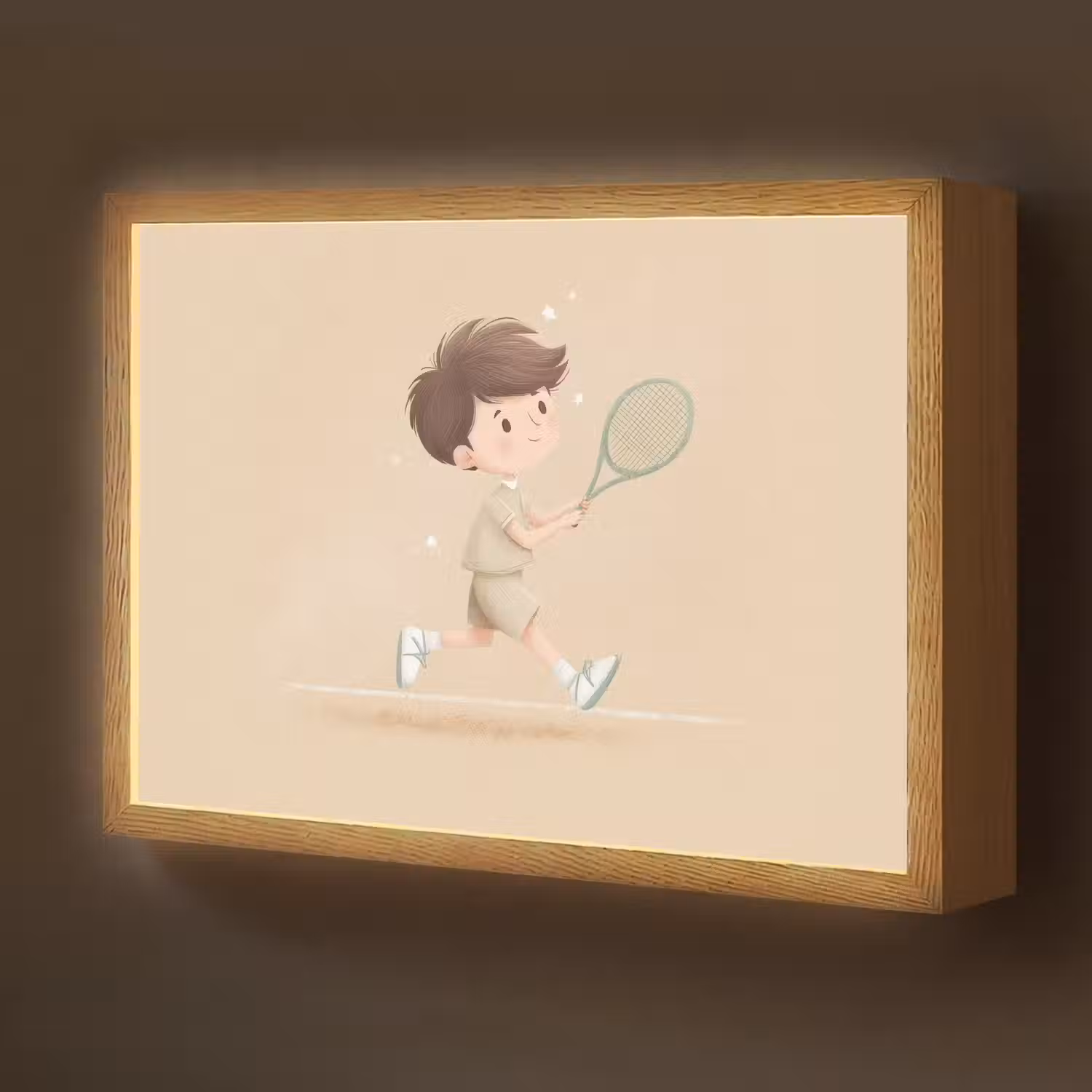 Tennis - Jongen - Sterretjes Light Box met batterij (Wandlamp kind) middel -z3d_website