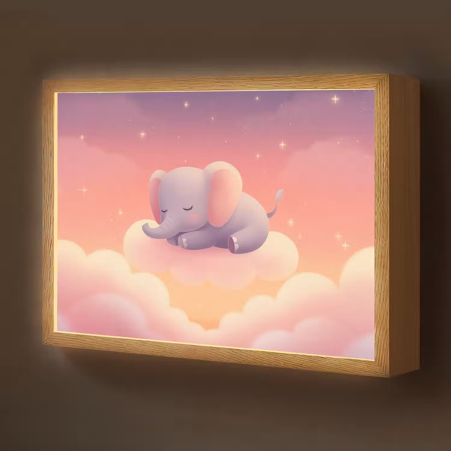 Dier - Roze - Wolken Light Box met batterij (Wandlamp kind) middel -z3d_website