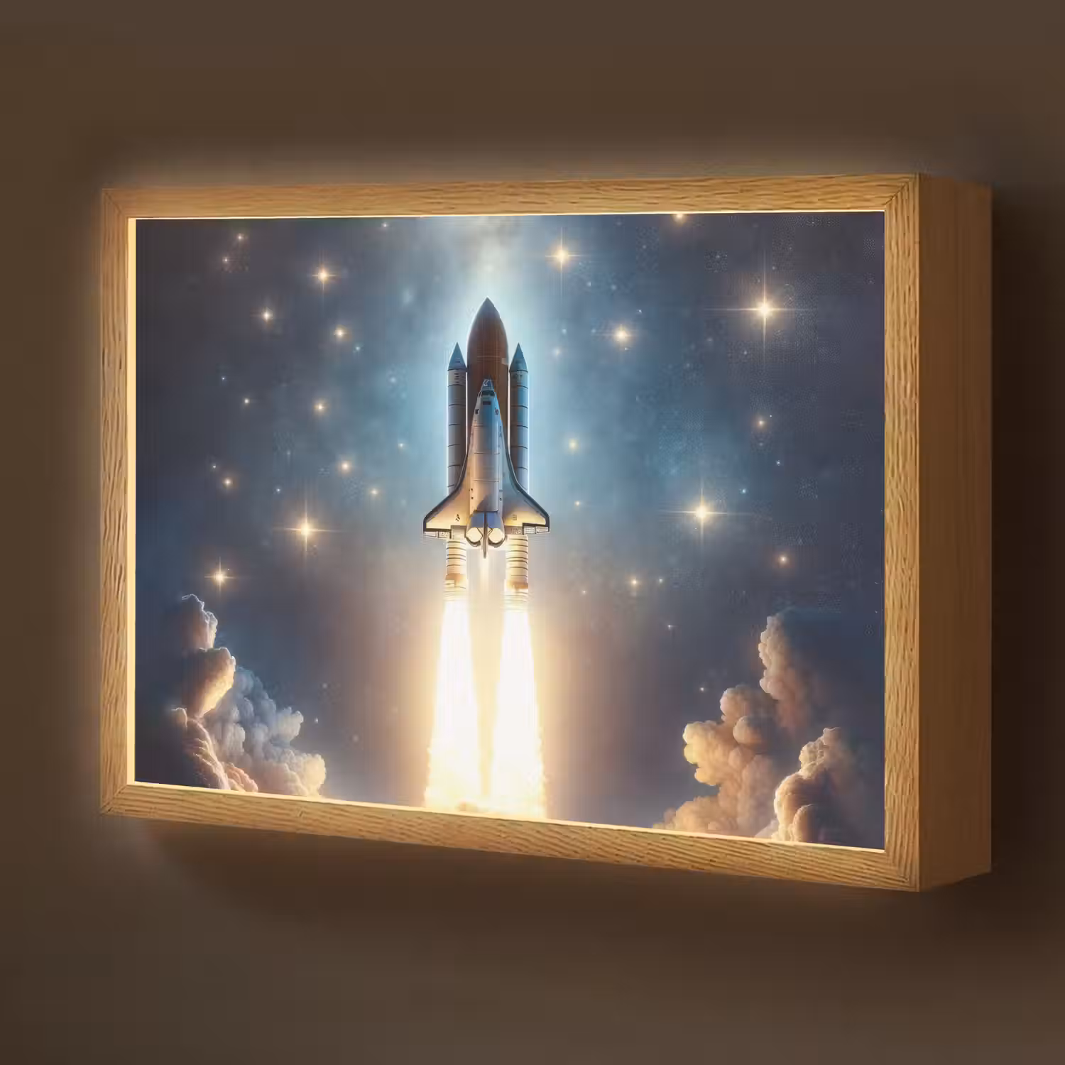 Ruimtevaart - Raket - Space - Sterren Light Box met batterij (Wandlamp kind) middel -z3d_website