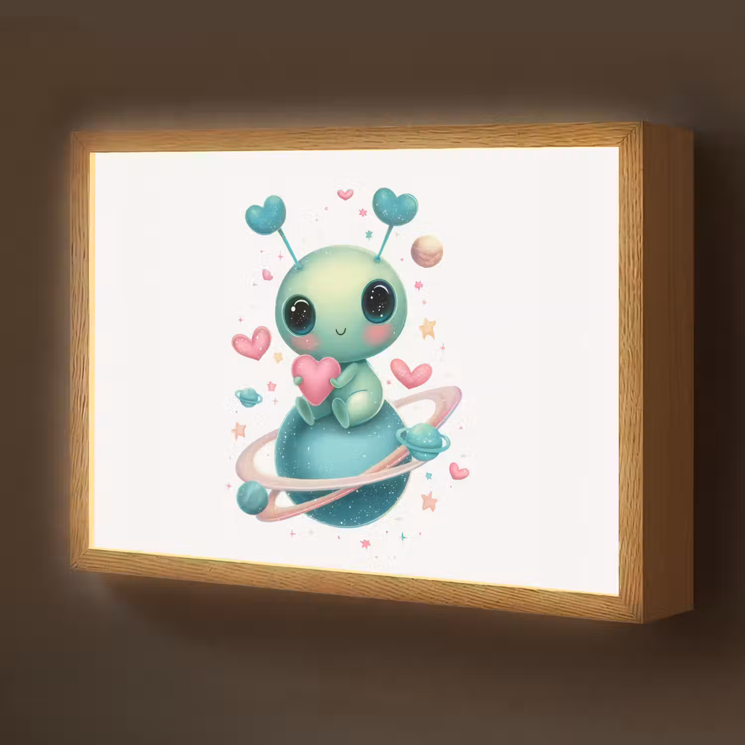 Ruimte - Wezen - Hartjes - Planeet Light Box met batterij (Wandlamp kind) middel -z3d_website