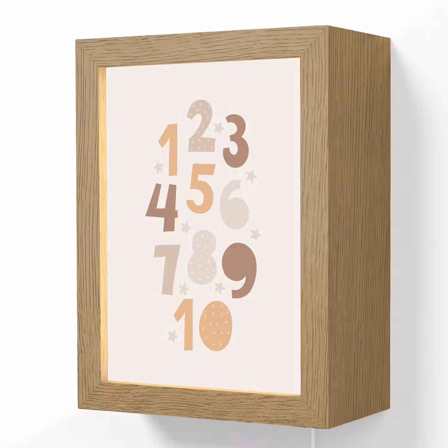 Getallen - Educatief - Leren tellen - Cijfers oefenen voor kinderen - Pastel kleuren Light Box met kabel (Wandlamp kind) klein -3d