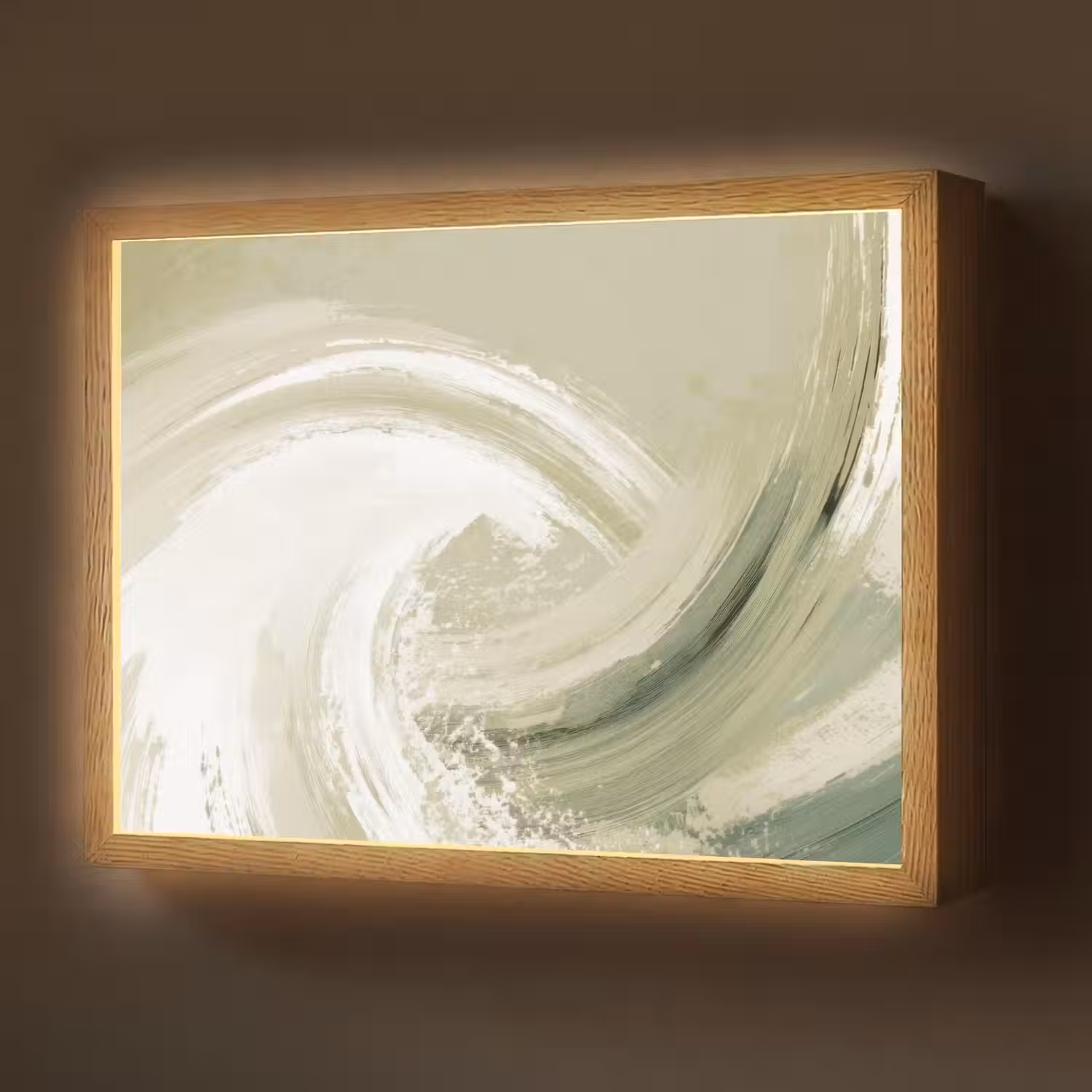 Abstract - Penseelstreken - Golven - Groen Light Box met batterij (Wandlamp) middel -z3d_website