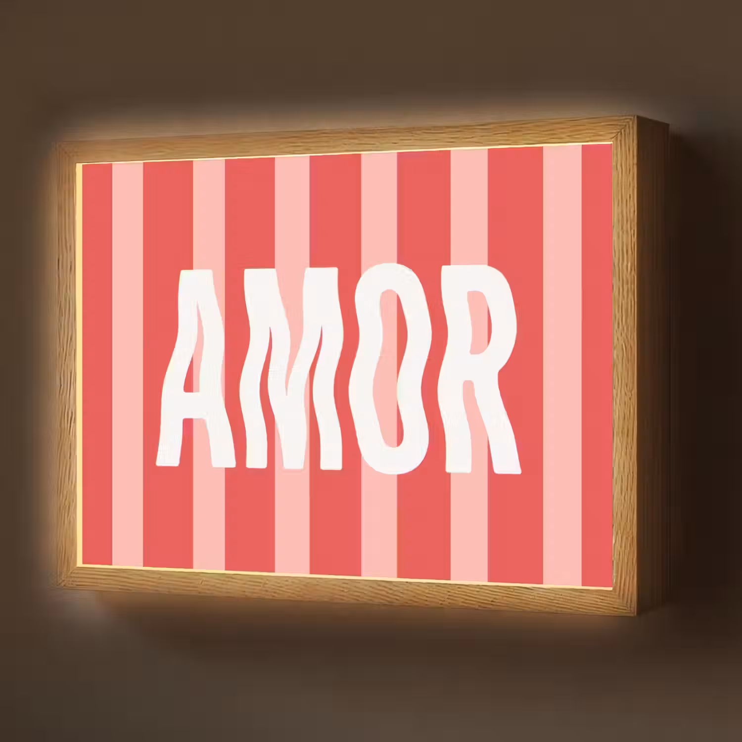 Amor - Strepen - Rood - Roze Light Box met batterij (Wandlamp) middel -z3d_website