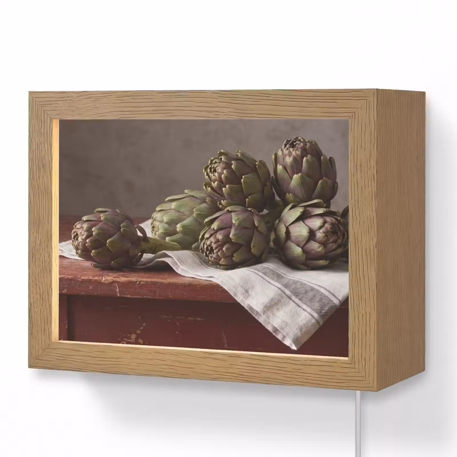 Lightbox - Wandleuchte - Artischocke – Essen – Rustikal - Artisjok - Eten - Rustiek Light Box met kabel (Wandlamp) klein