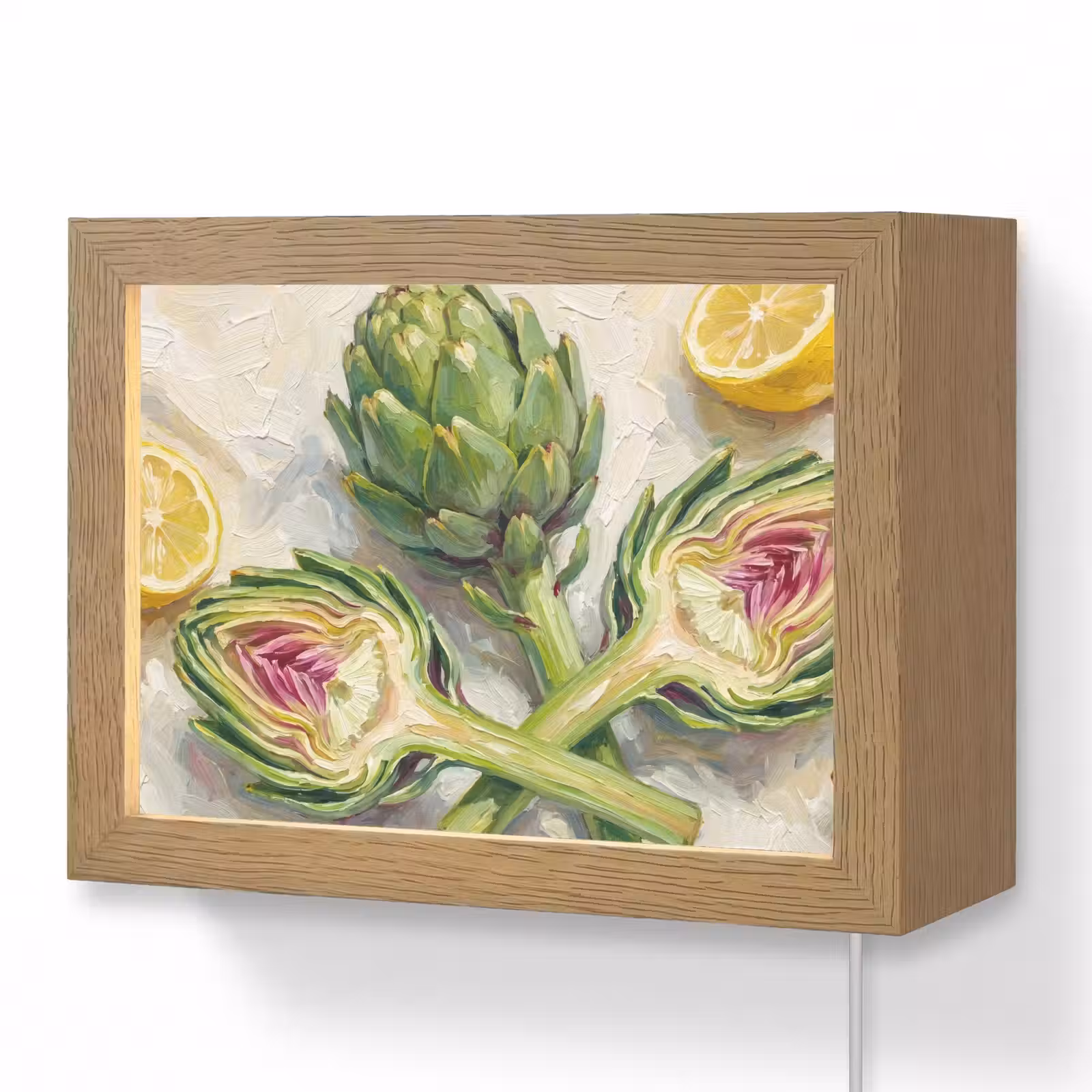 Lightbox - Wandleuchte - Artischocke – Zitrone – Essen - Artisjok - Citroen - Eten Light Box met kabel (Wandlamp) klein