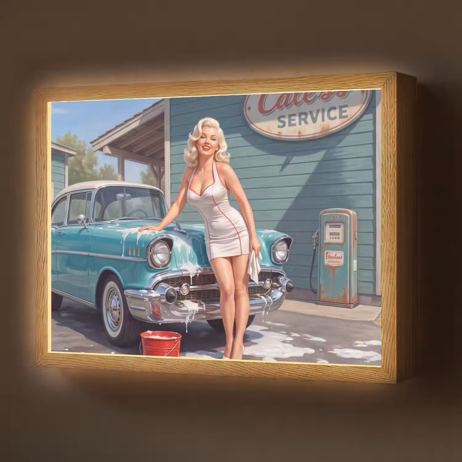 Auto - Vrouw - Groen Light Box met batterij (Wandlamp) middel -z3d_website