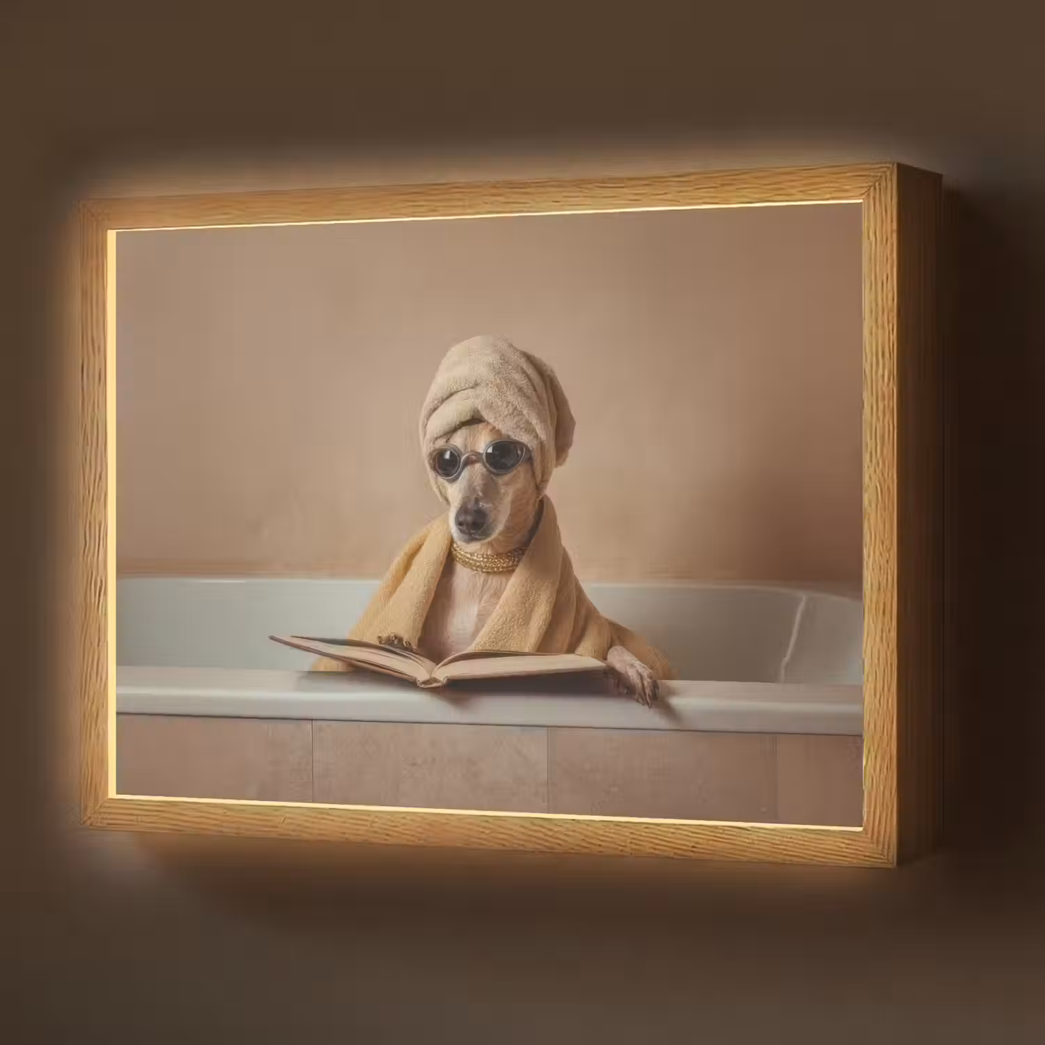 Bad - Hond - Boek - Zonnebril Light Box met batterij (Wandlamp) middel -z3d_website