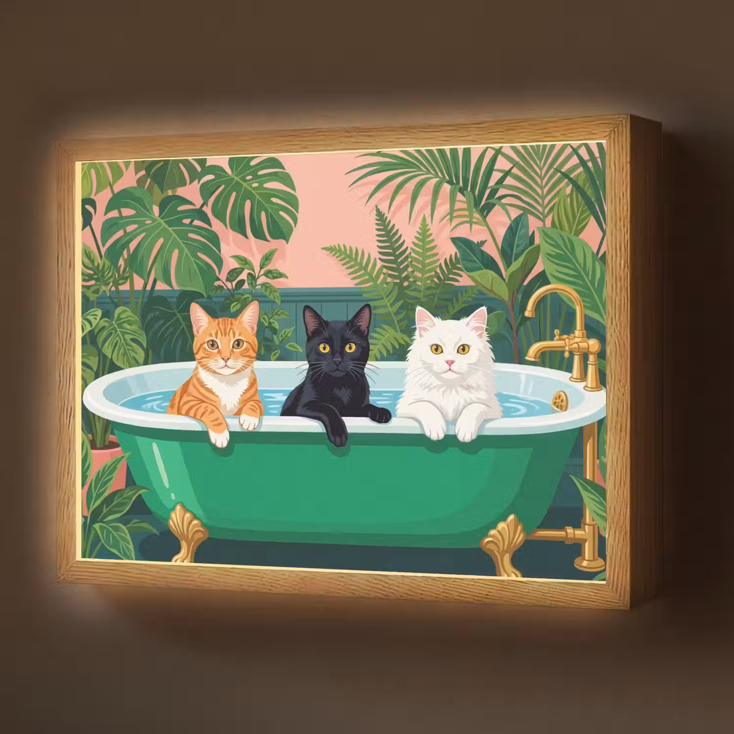 Badkamer - Kattenparade - Kleurrijk Light Box met batterij (Wandlamp) middel -z3d_website