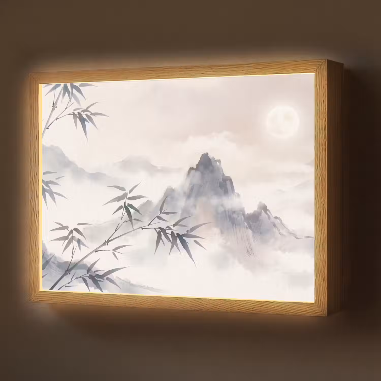 Bamboe - Azië - Grijs Light Box met batterij (Wandlamp) middel -z3d_website