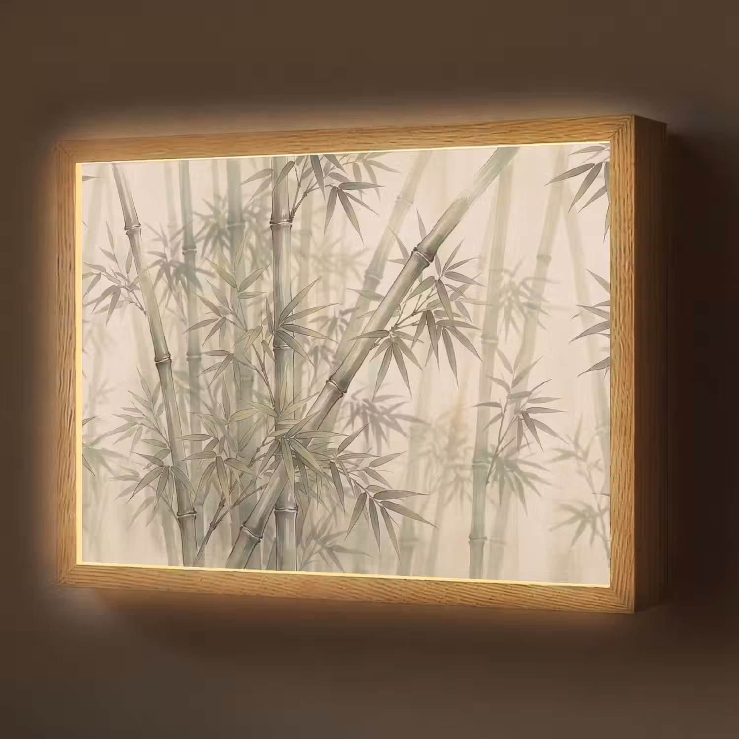 Bamboe - Bladeren - Aziatisch - Groen - Natuur Light Box met batterij (Wandlamp) middel -z3d_website