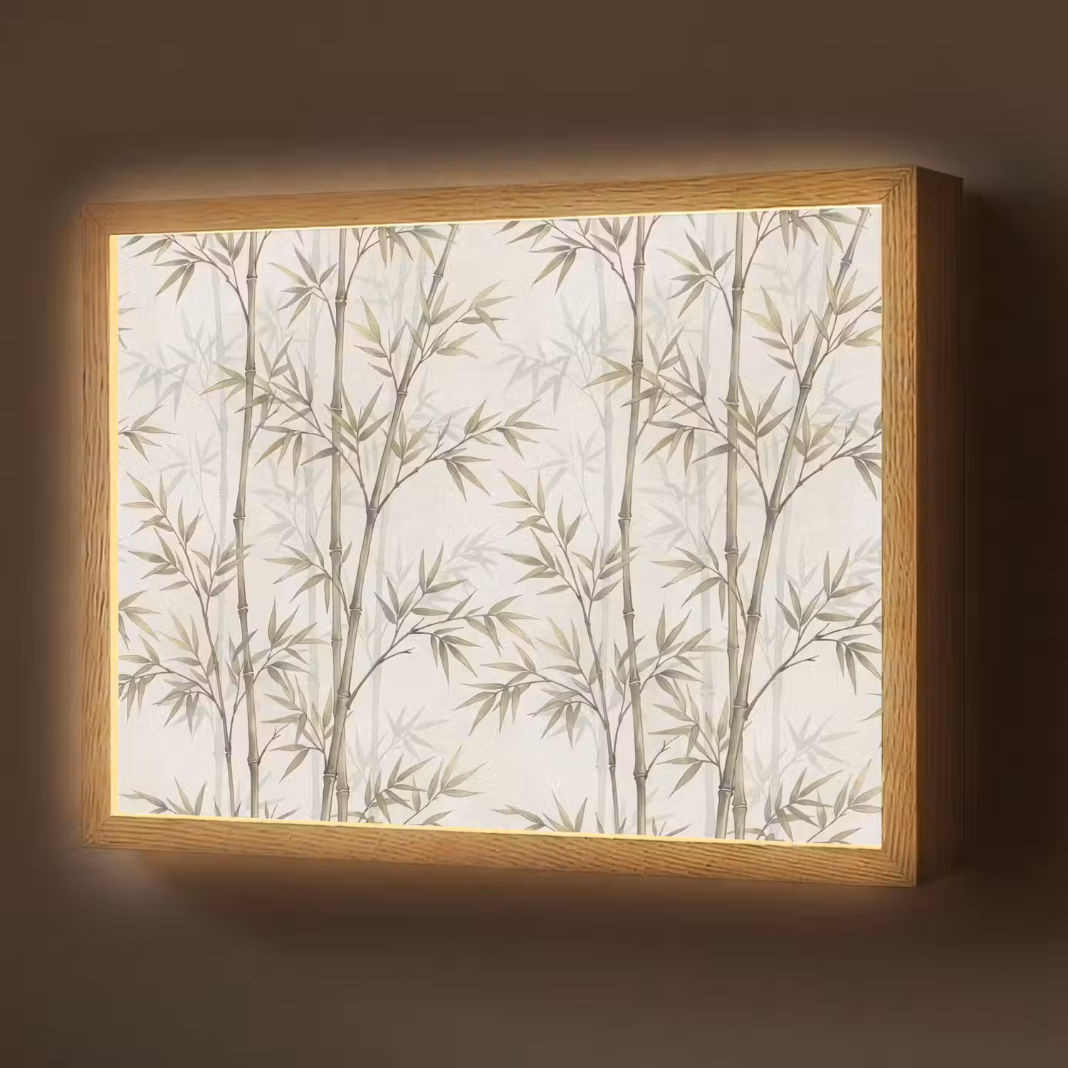 Bamboe - Bladeren - Natuur - Aquarel - Groen Light Box met batterij (Wandlamp) middel -z3d_website