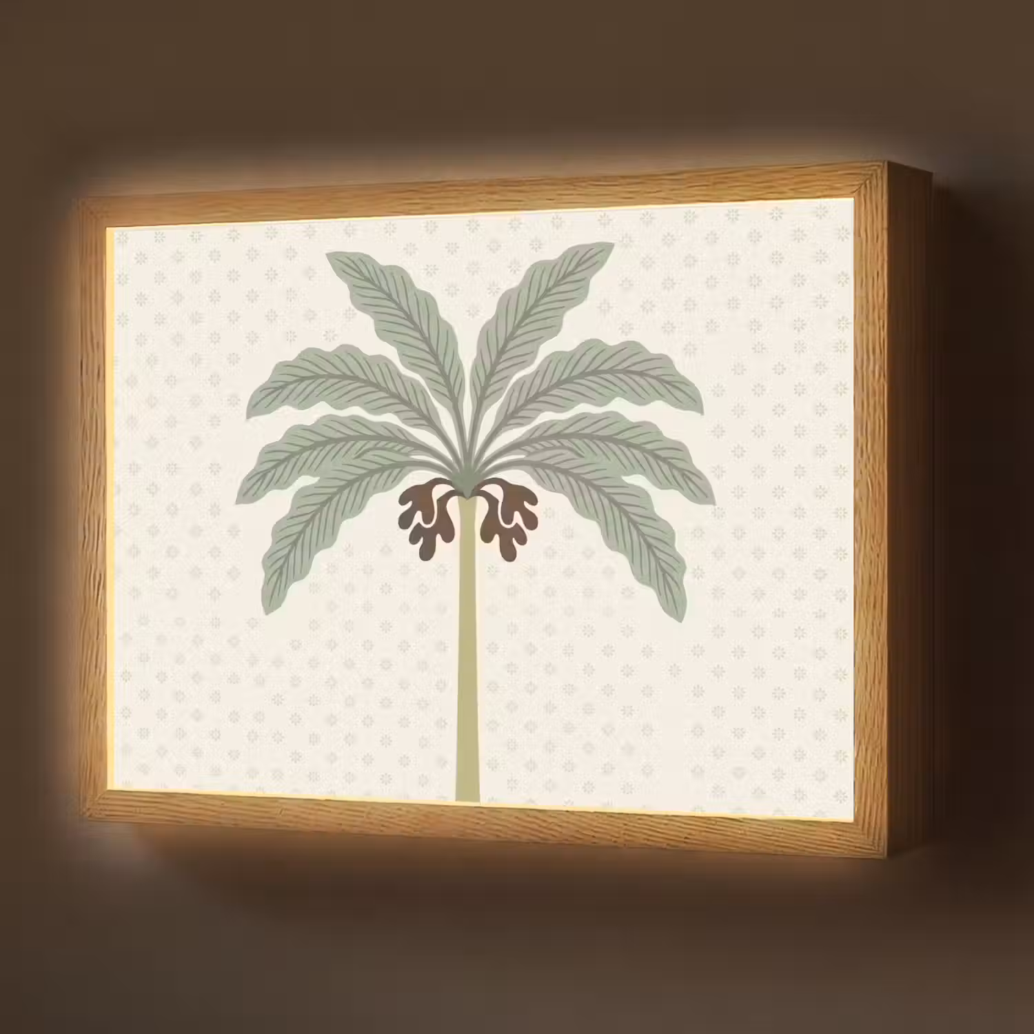 Boom - Bladeren - Groen - Decoratief - Beige Light Box met batterij (Wandlamp) middel -z3d_website