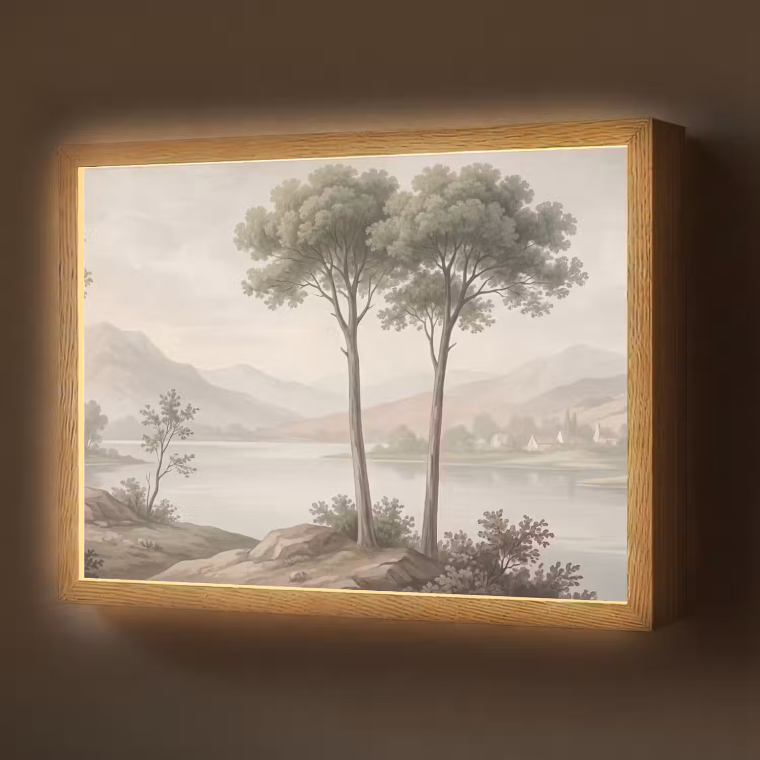 Bomen - Meer - Bergen - Illustratie Light Box met batterij (Wandlamp) middel -z3d_website