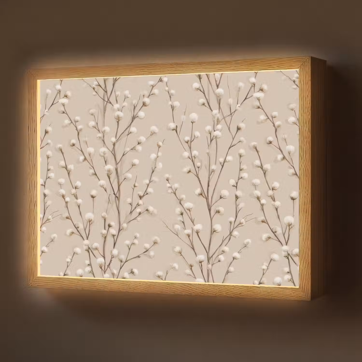 Katoen - Natuur - Taupe Light Box met batterij (Wandlamp) middel 907 -z3d_website
