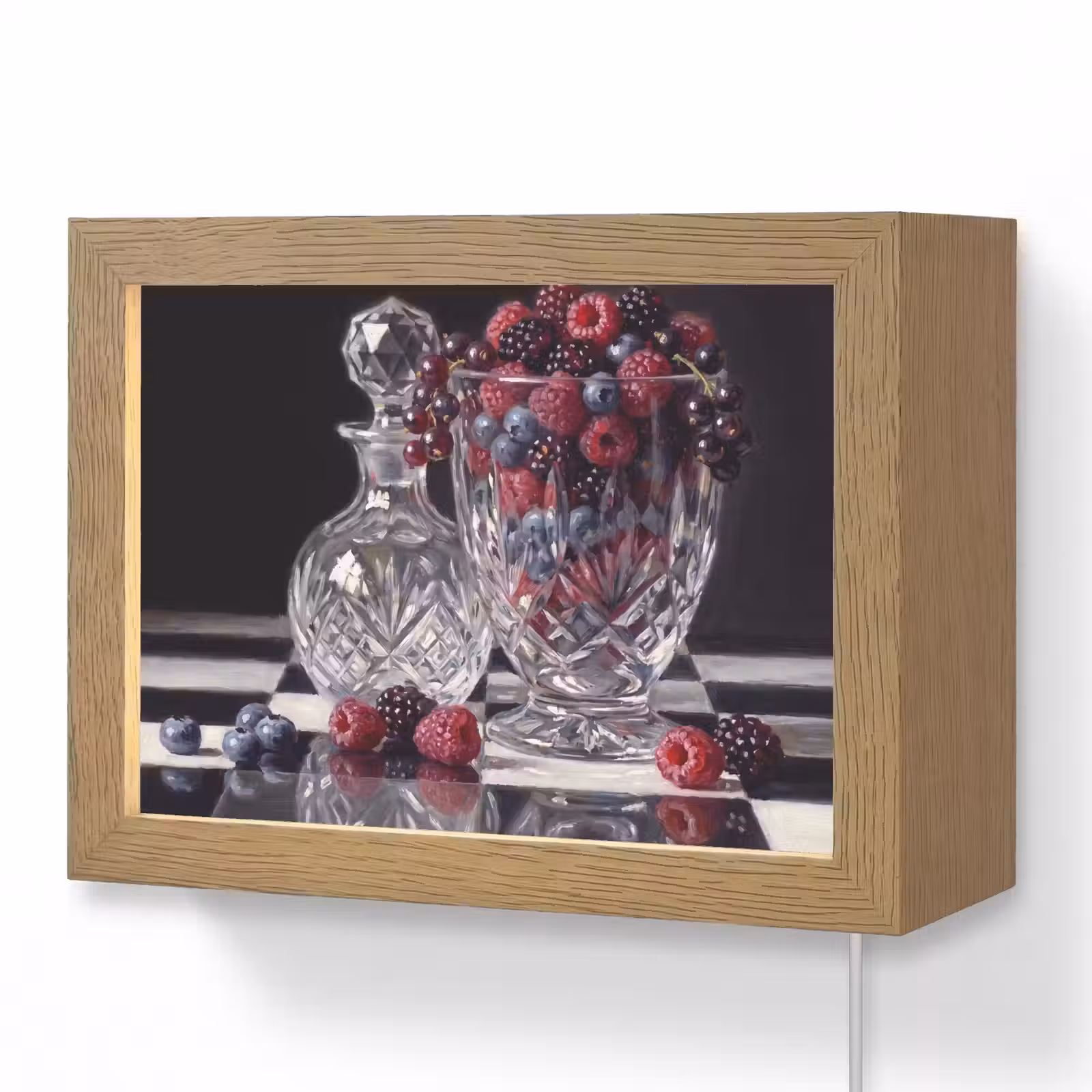 Lightbox - Wandleuchte - Beeren – Kristall – Stillleben - Bessen - Kristal - Stilleven Light Box met kabel (Wandlamp) klein