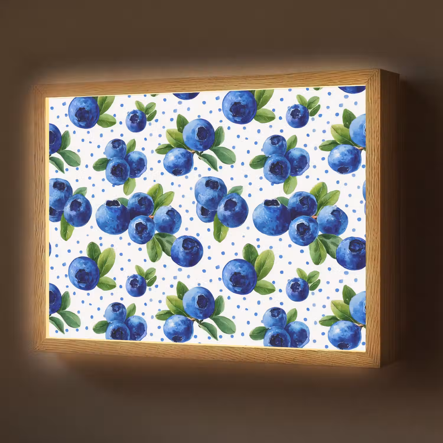 Bessen - Patroon - Blauw Light Box met batterij (Wandlamp) middel 907 -z3d_website
