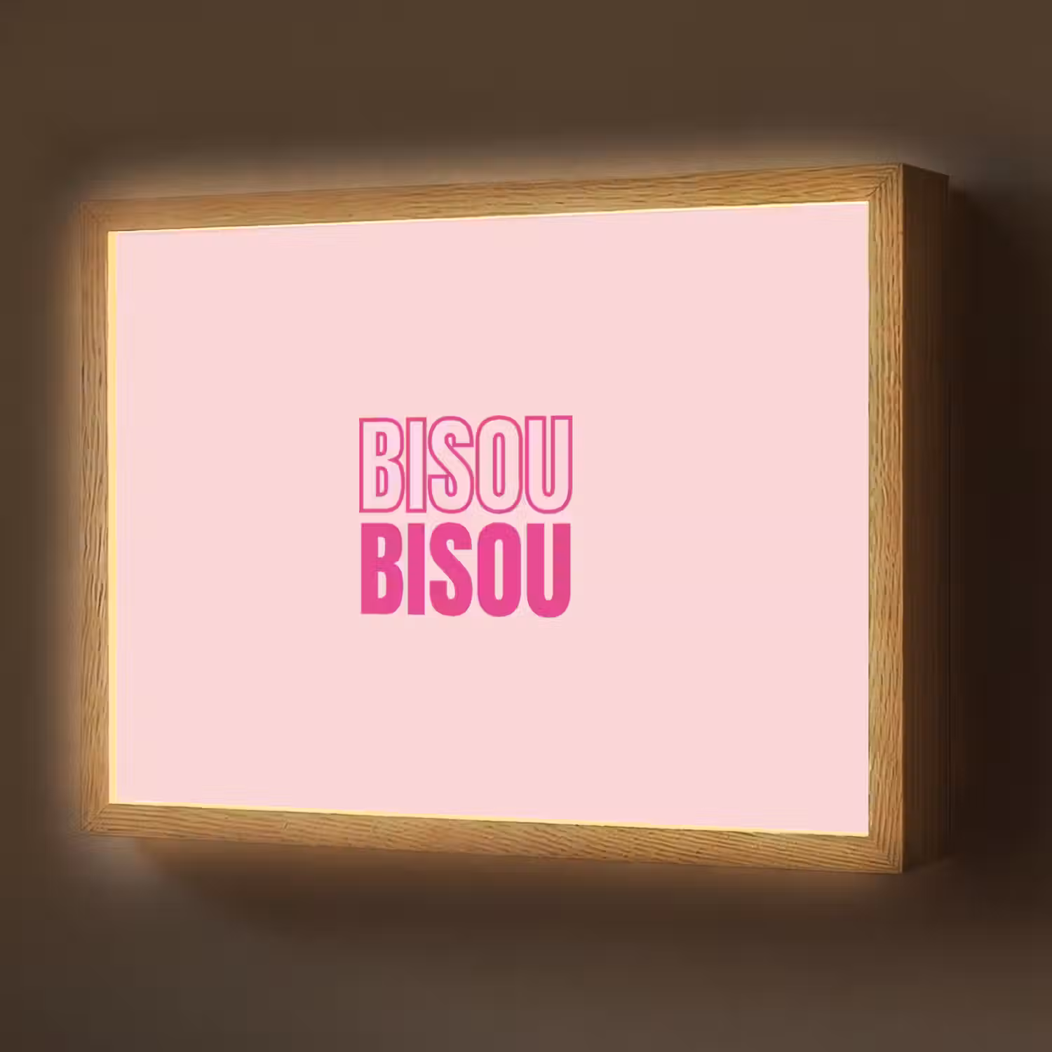 Bisou - Roze - Minimalistisch Light Box met batterij (Wandlamp) middel -z3d_website