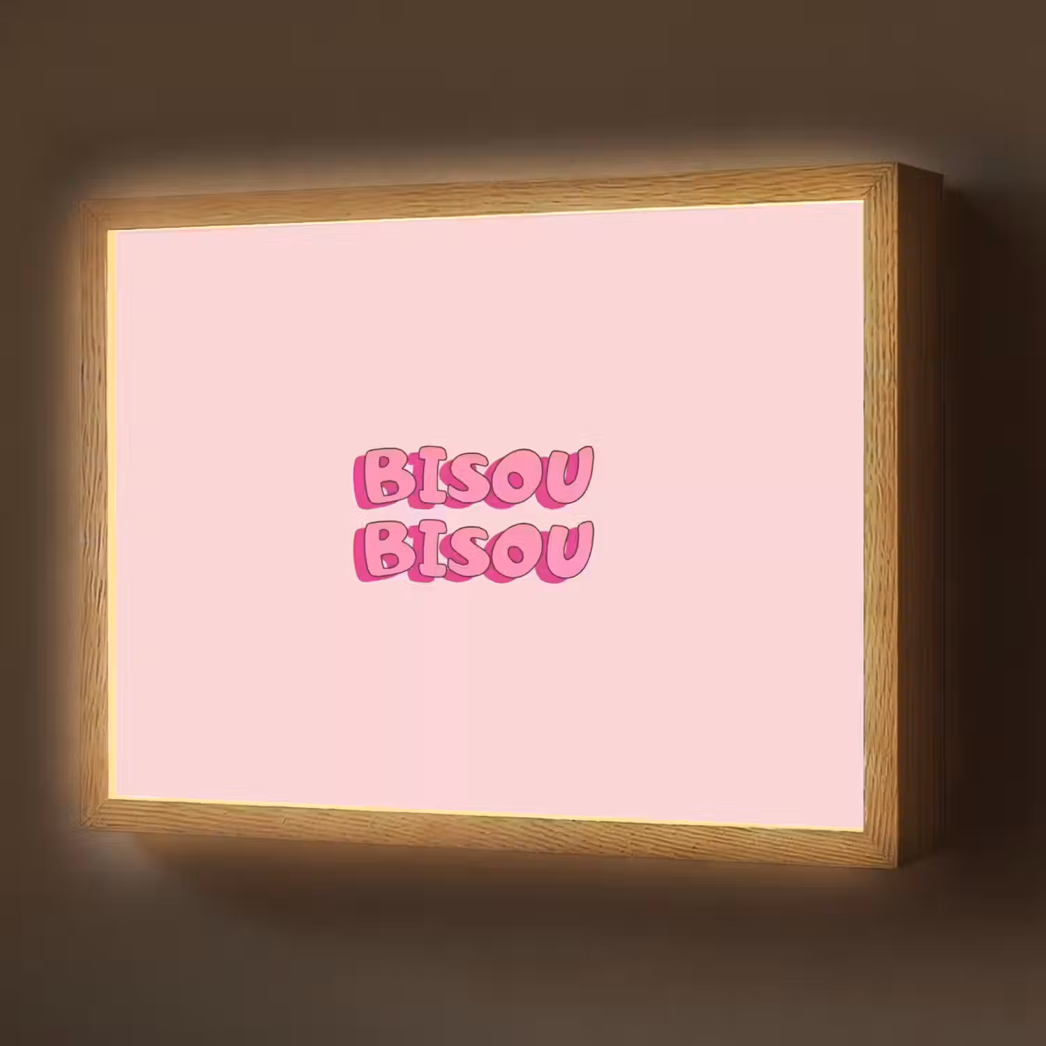 Bisou - Roze - Schaduw Light Box met batterij (Wandlamp) middel -z3d_website
