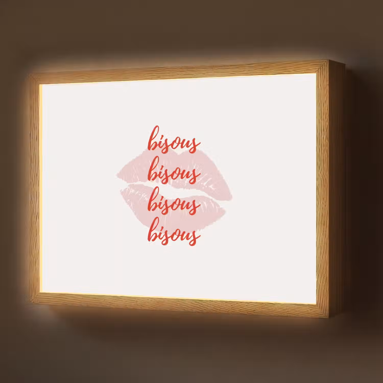 Bisous - Lip - Wit - Rood Light Box met batterij (Wandlamp) middel -z3d_website