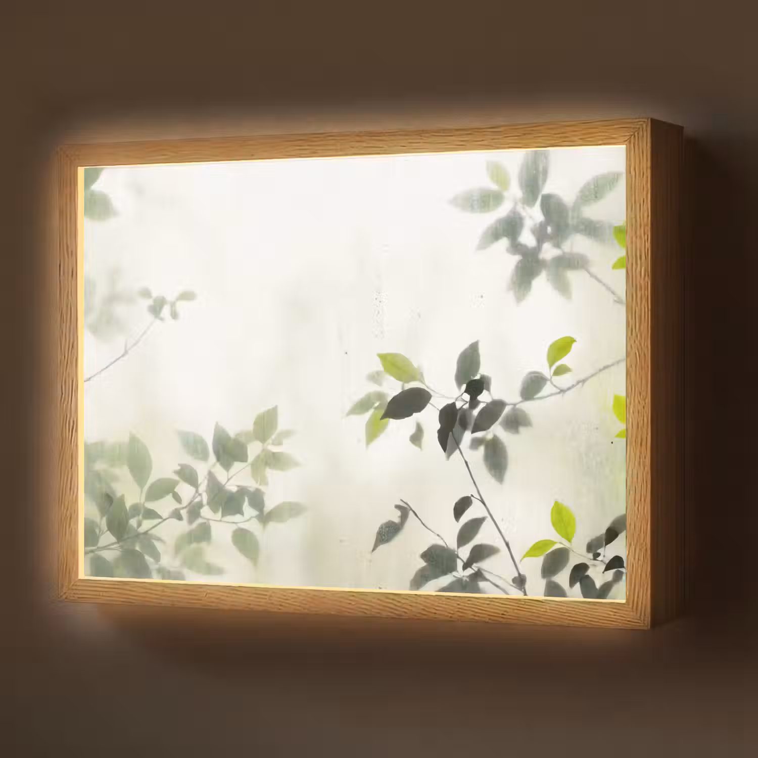 Blad - Schaduw - Natuur - Abstract - Groen Light Box met batterij (Wandlamp) middel -z3d_website