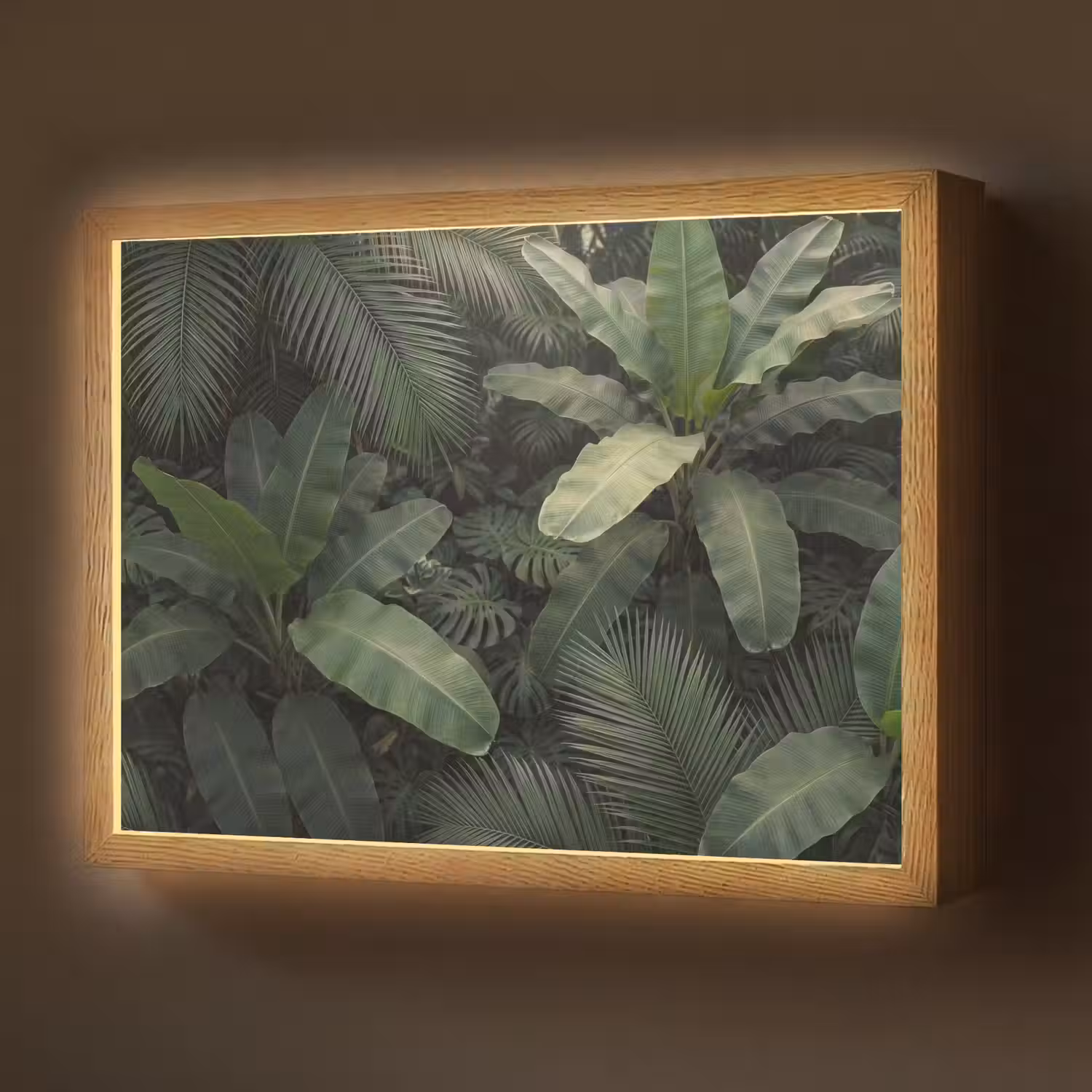 Bladeren - Groen - Tropisch - Natuur Light Box met batterij (Wandlamp) middel -z3d_website